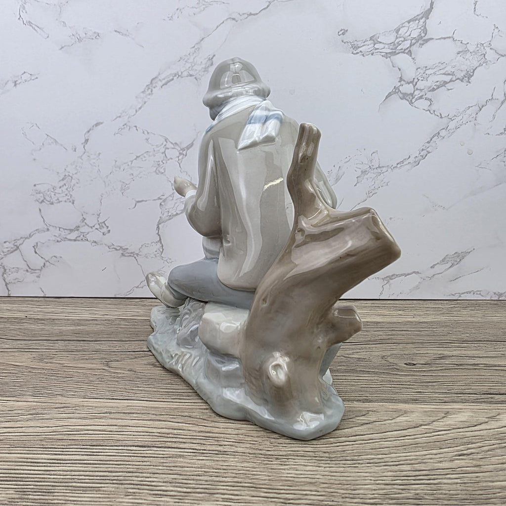 Porcelain Boy and Dog Figurine | Vintage Spanish Style Ceramic Sculpture | Collectible Animal Scene Decor