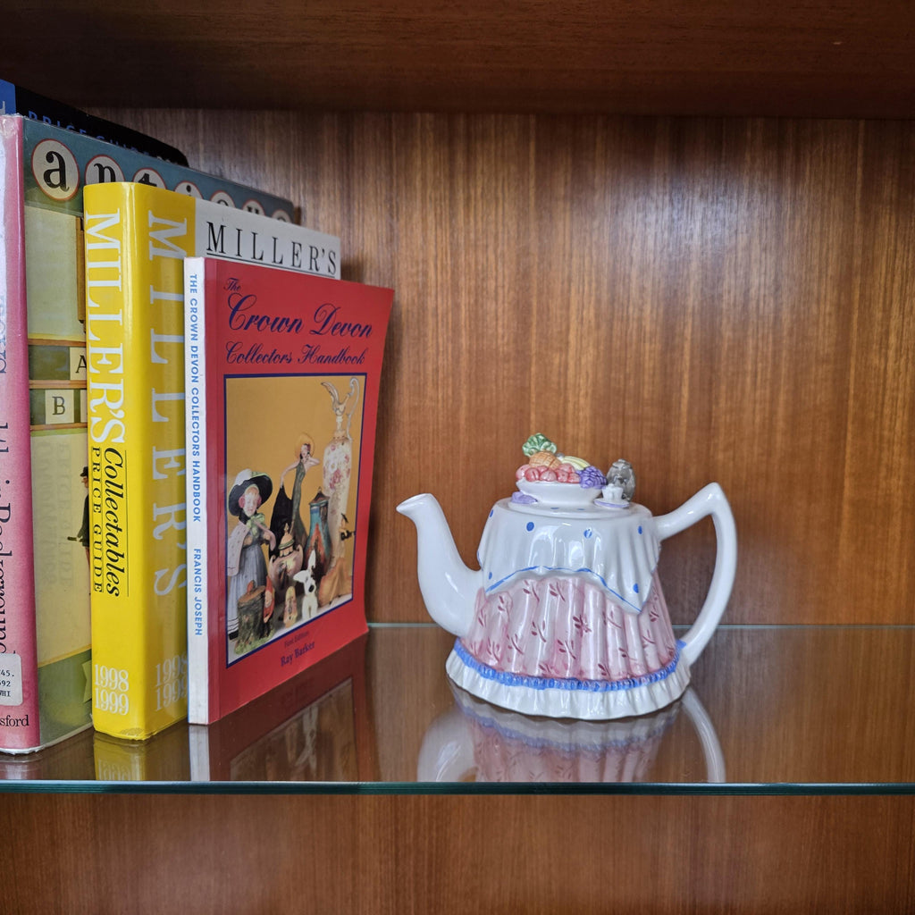 Novelty Porcelain Teapot with Fruit Lid Decorative Table Teaware Collectible Kitchen Display Piece 1990s