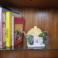 Cottage House Novelty Teapot with Bear Figures Porcelain Collectible Tea Pot Kitchen Display 1990s