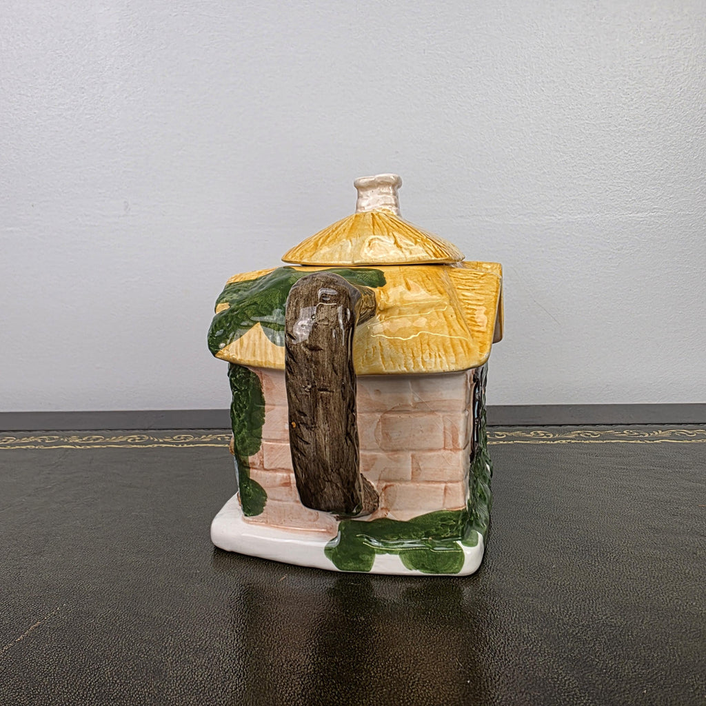 Cottage House Novelty Teapot with Bear Figures Porcelain Collectible Tea Pot Kitchen Display 1990s
