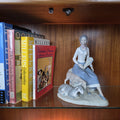 Rex Valencia Spain Porcelain Shepherd Girl with Sheep Vintage Collectible Country Scene Figurine 1980s