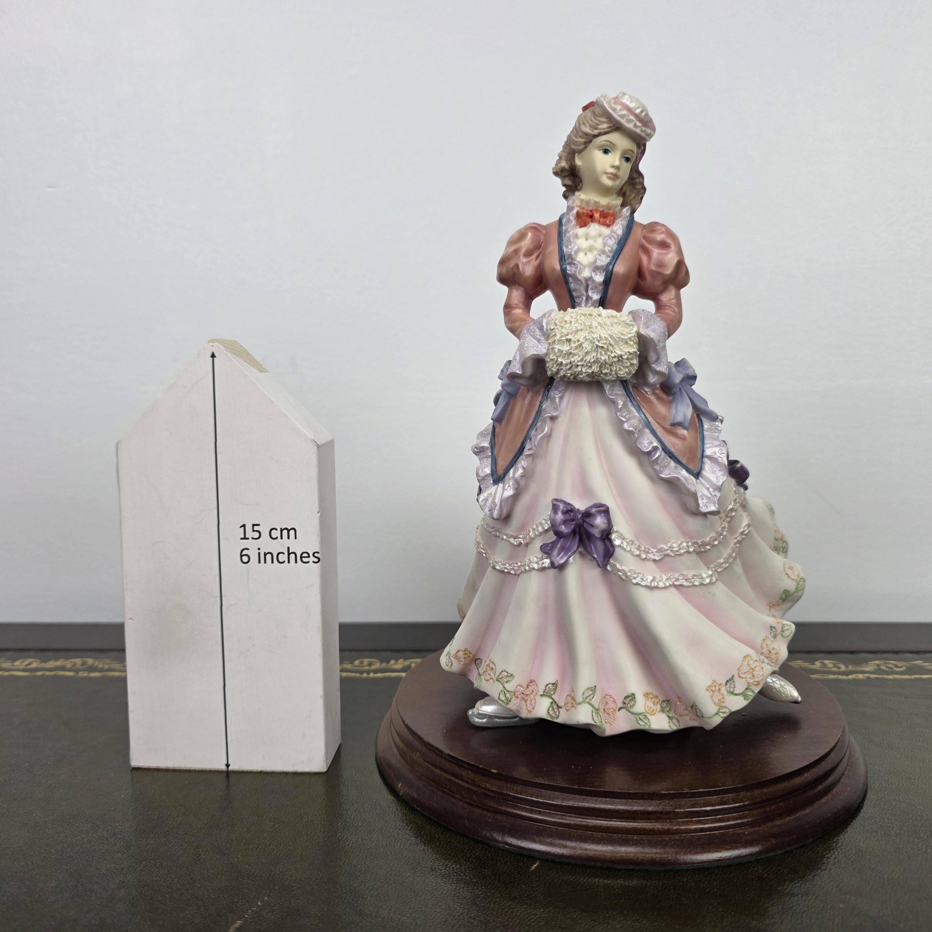 Victorian Lady Skater Figurine Leonardo 1996 Resin Sculpture | Collectible Display Piece Home Vintage Decor