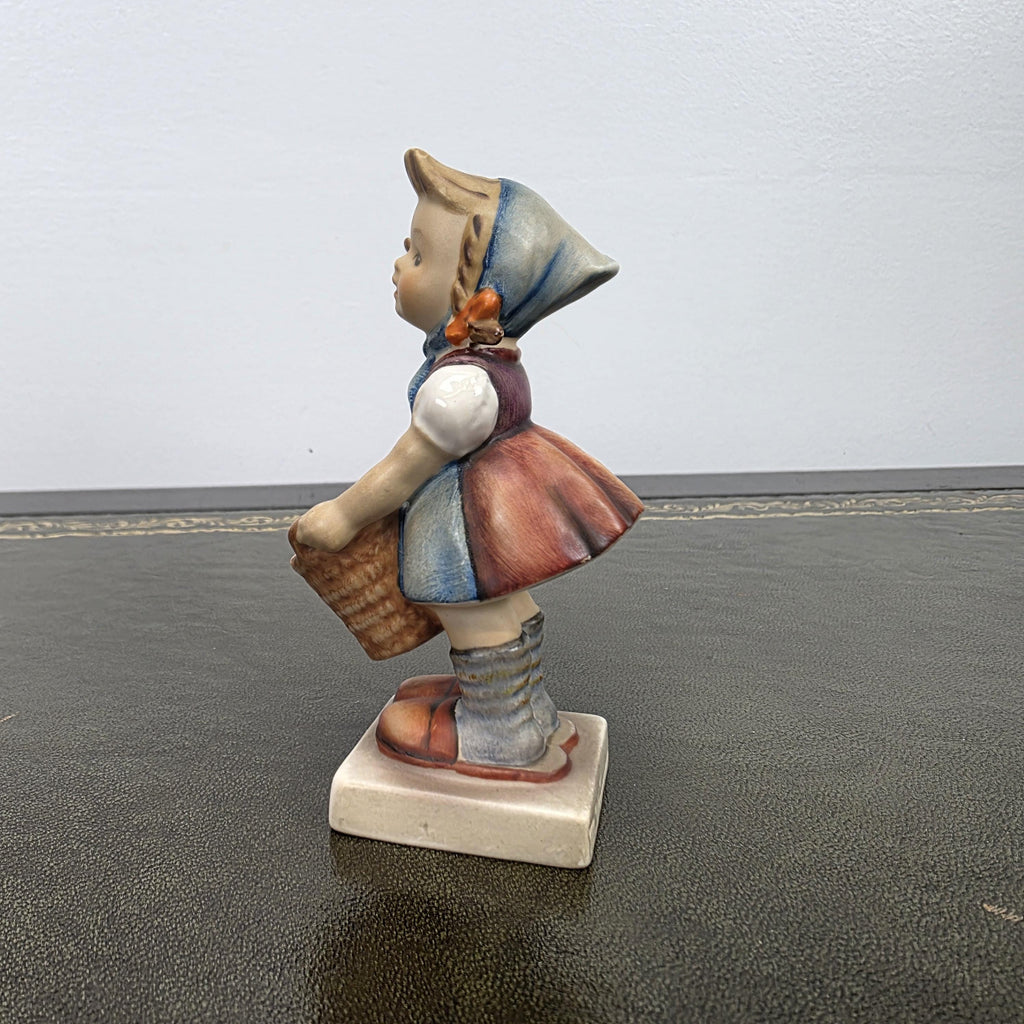 Vintage W Germany Porcelain Girl Figurine with Basket | Hummel Goebel Collectible Shelf Display Statue