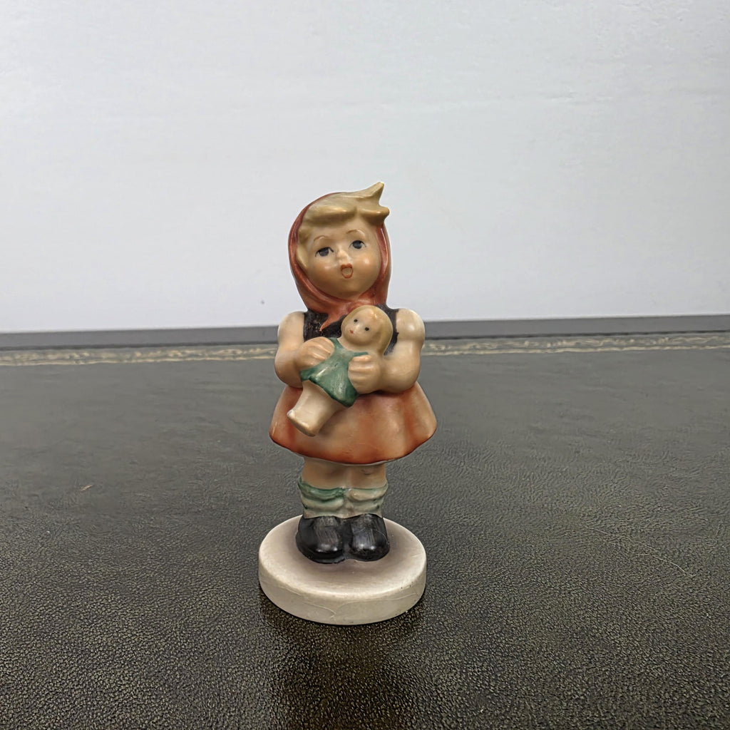 Vintage Hummel Goebel Girl Figurine Holding Doll | 1967 W Germany Porcelain Collectible Display Statue