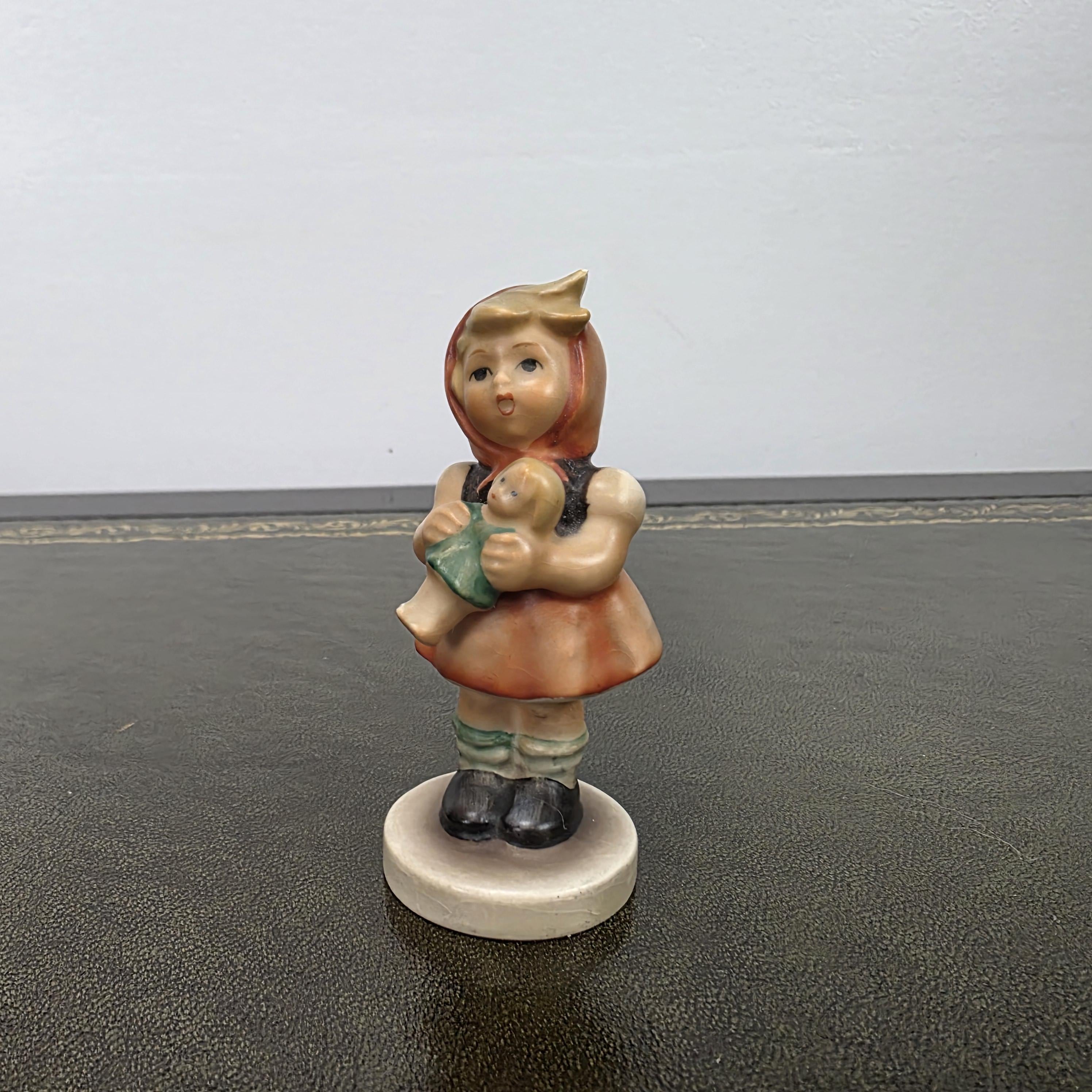 Vintage Hummel Goebel Girl Figurine Holding Doll | 1967 W Germany Porcelain Collectible Display Statue