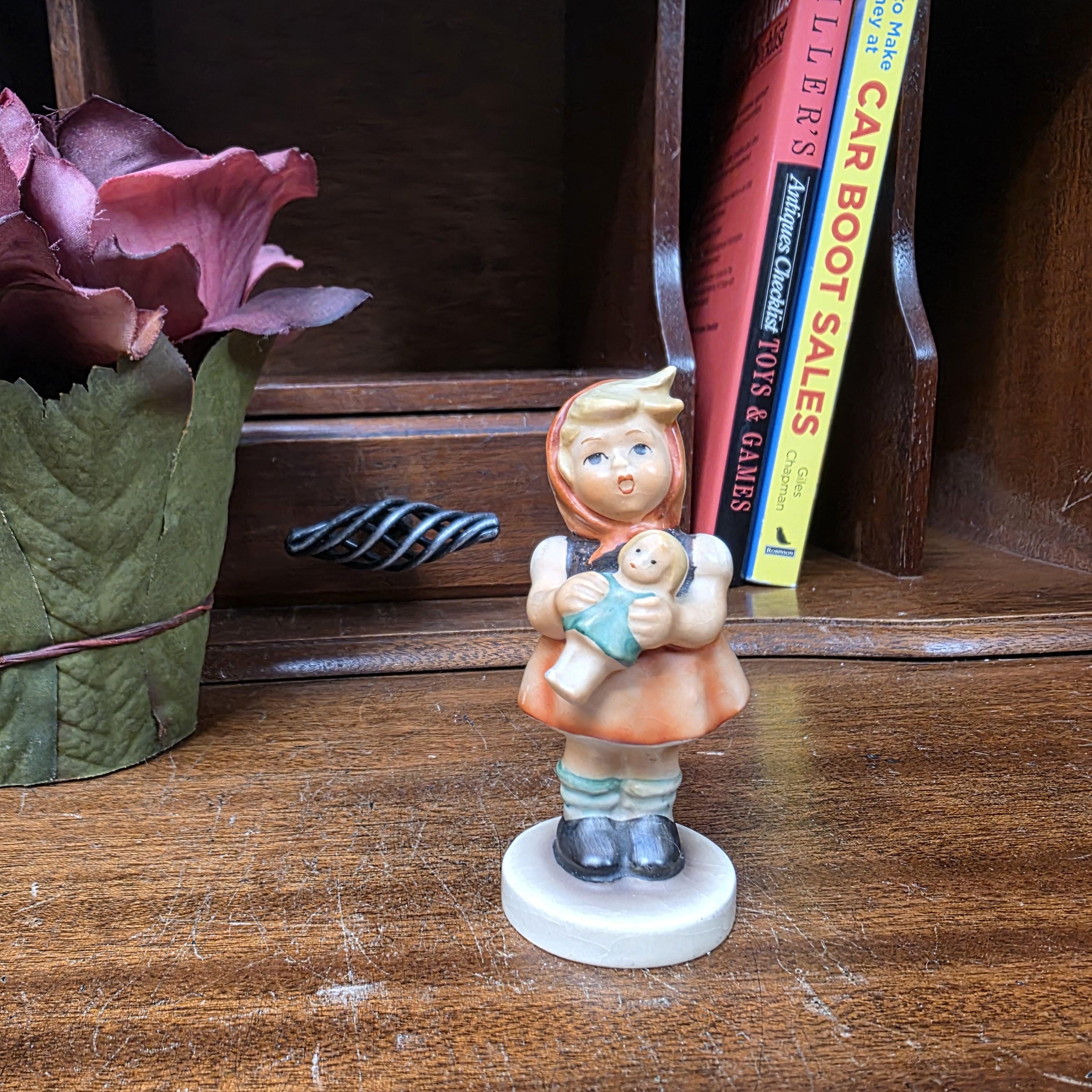 Vintage Hummel Goebel Girl Figurine Holding Doll | 1967 W Germany Porcelain Collectible Display Statue