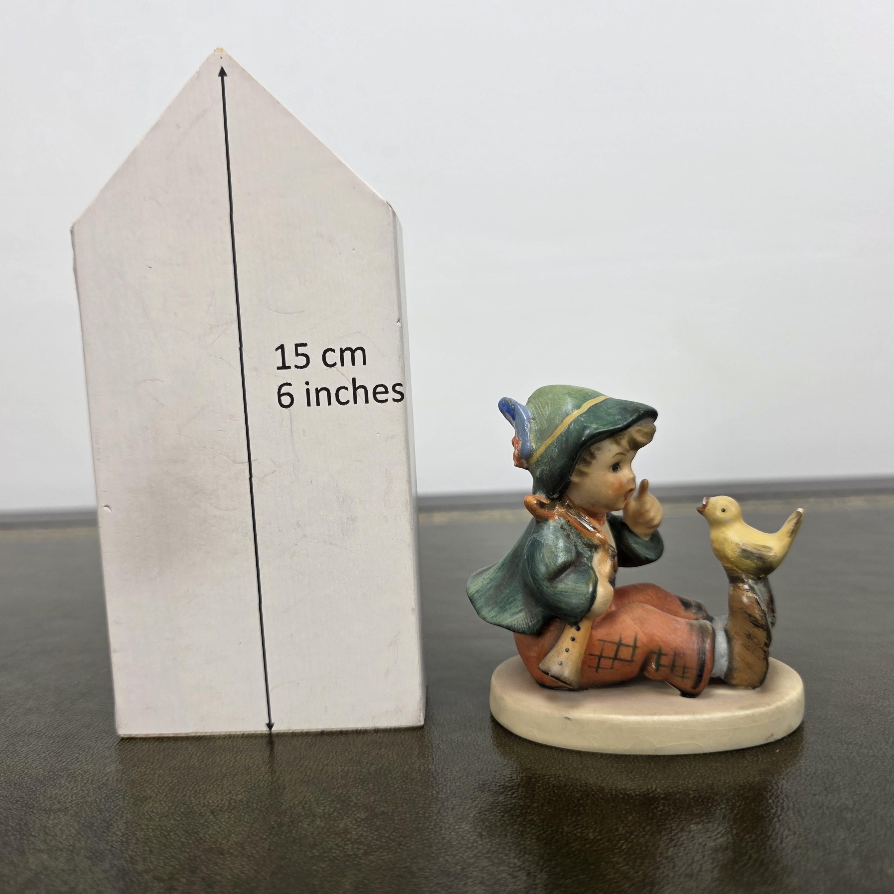 Vintage Hummel Goebel Boy Figurine with Singing Bird | W Germany Porcelain Collectible Display Statue