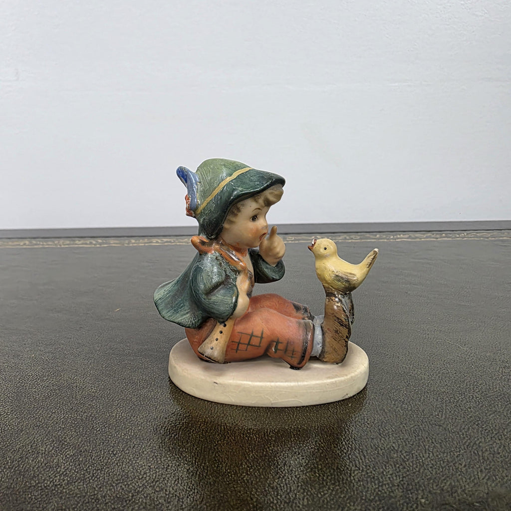 Vintage Hummel Goebel Boy Figurine with Singing Bird | W Germany Porcelain Collectible Display Statue