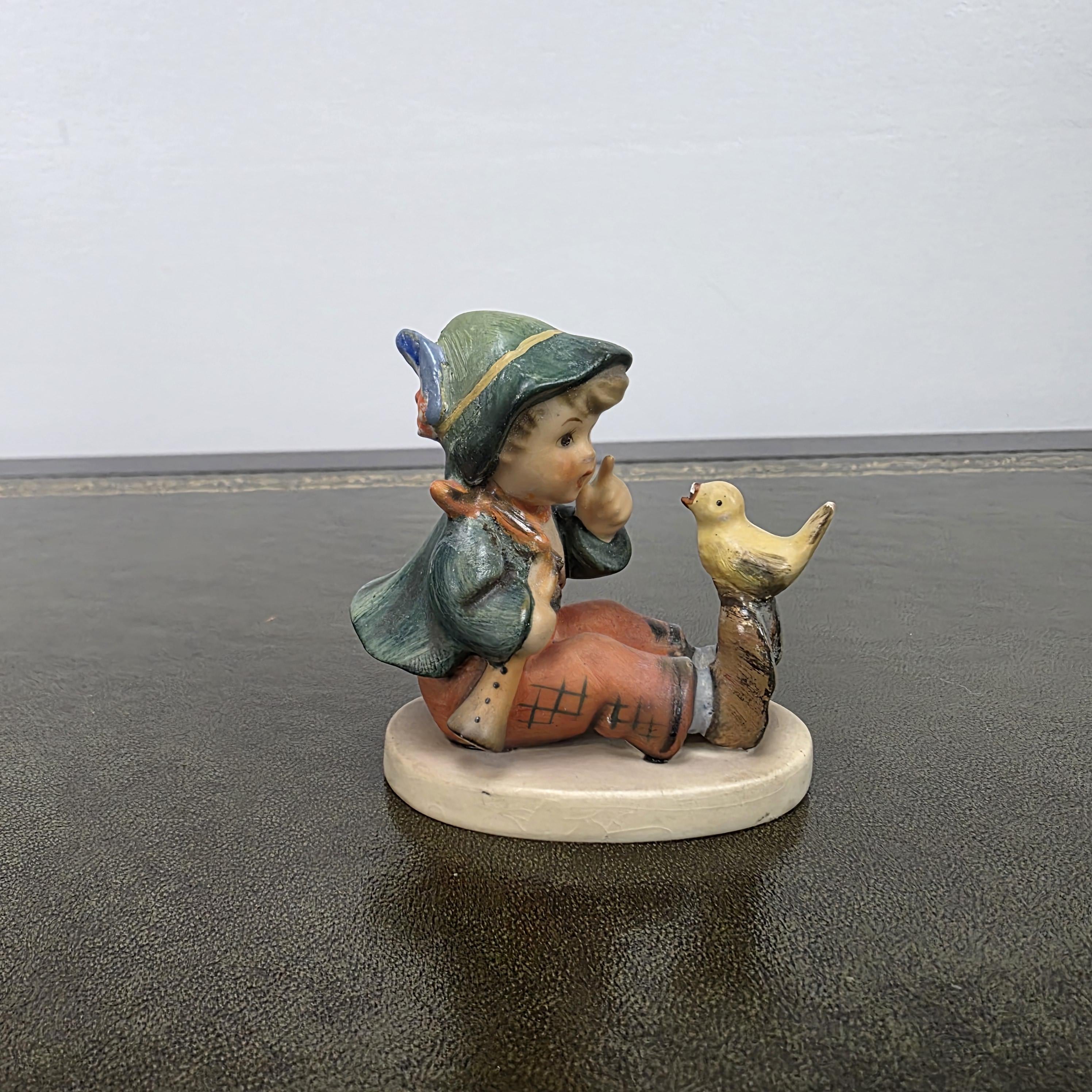 Vintage Hummel Goebel Boy Figurine with Singing Bird | W Germany Porcelain Collectible Display Statue