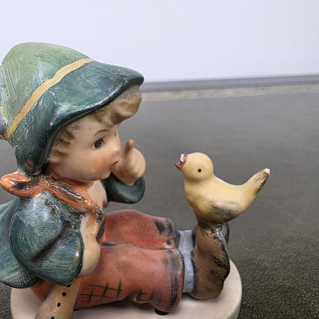 Vintage Hummel Goebel Boy Figurine with Singing Bird | W Germany Porcelain Collectible Display Statue