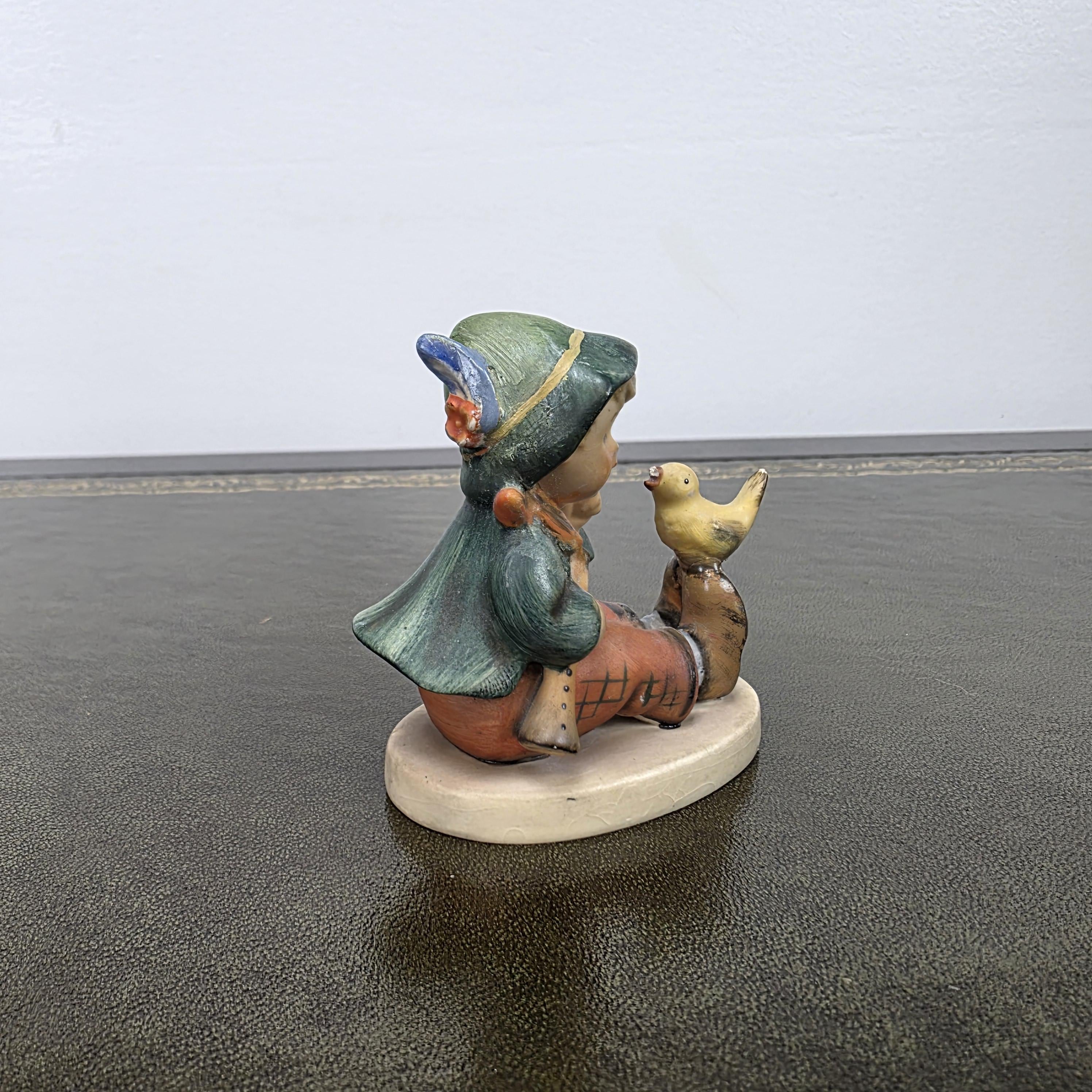 Vintage Hummel Goebel Boy Figurine with Singing Bird | W Germany Porcelain Collectible Display Statue