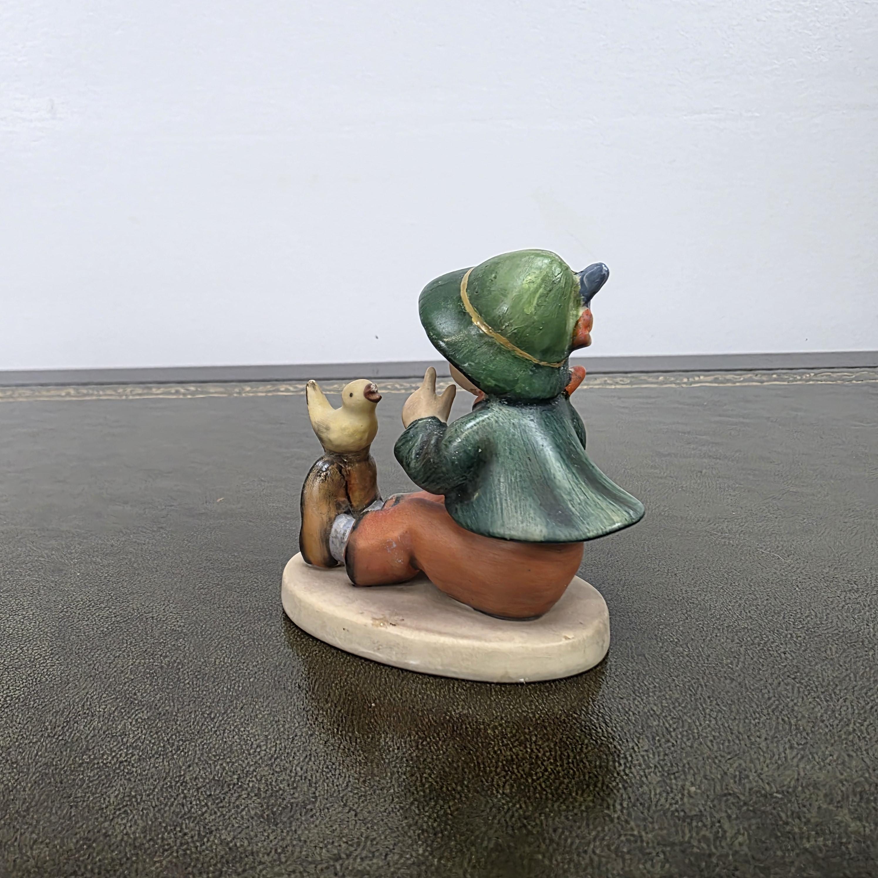 Vintage Hummel Goebel Boy Figurine with Singing Bird | W Germany Porcelain Collectible Display Statue