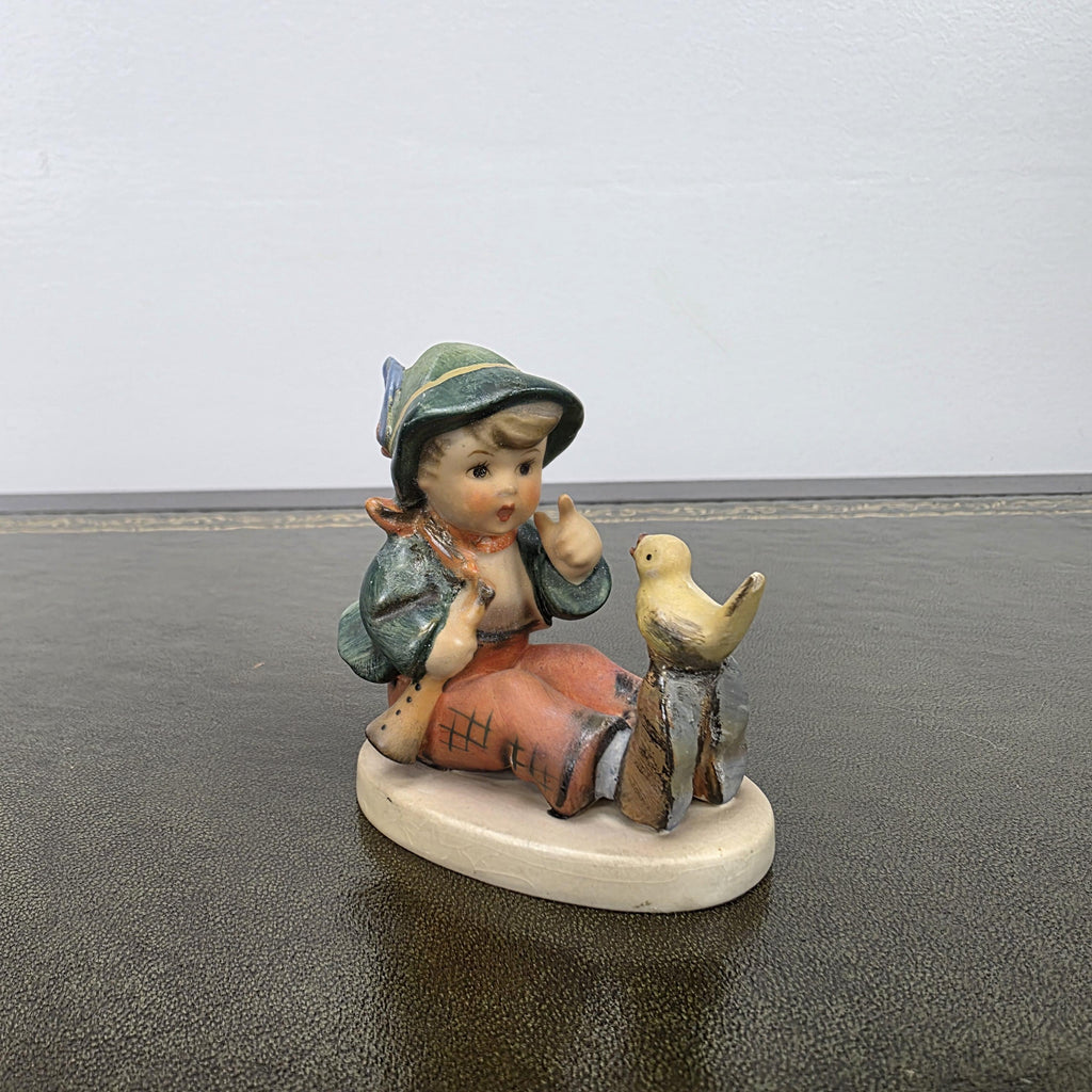 Vintage Hummel Goebel Boy Figurine with Singing Bird | W Germany Porcelain Collectible Display Statue