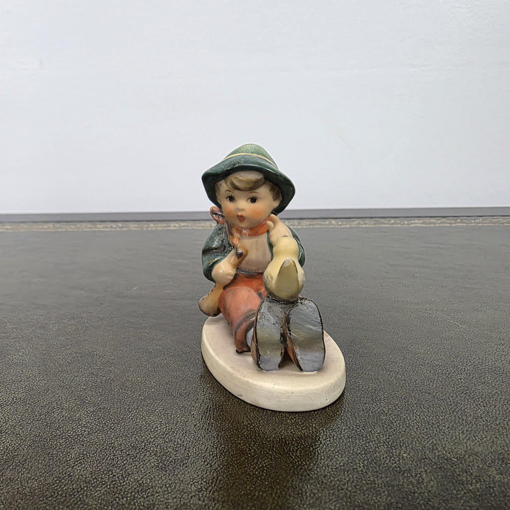 Vintage Hummel Goebel Boy Figurine with Singing Bird | W Germany Porcelain Collectible Display Statue