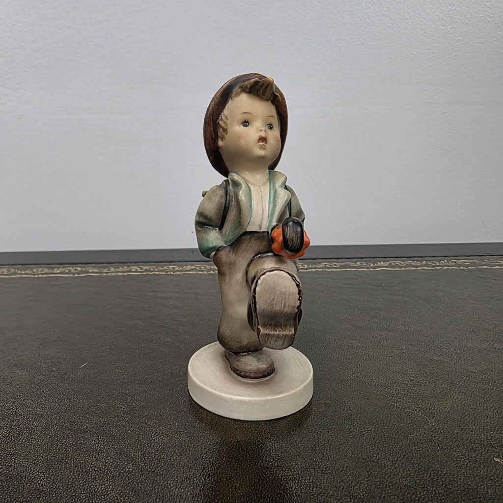 Hummel Goebel Umbrella Boy Figurine with Basket | Vintage German Porcelain Collectible Shelf Display Statue
