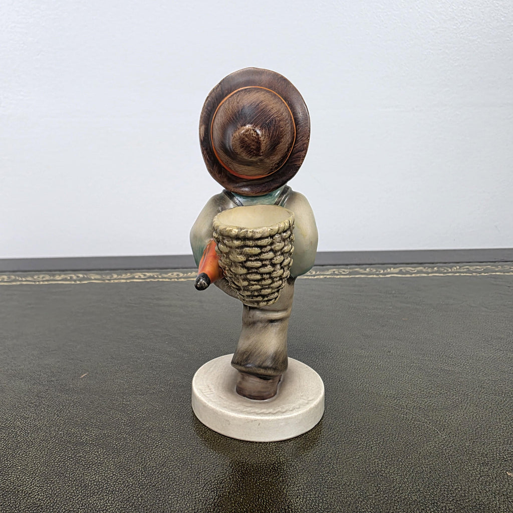 Hummel Goebel Umbrella Boy Figurine with Basket | Vintage German Porcelain Collectible Shelf Display Statue