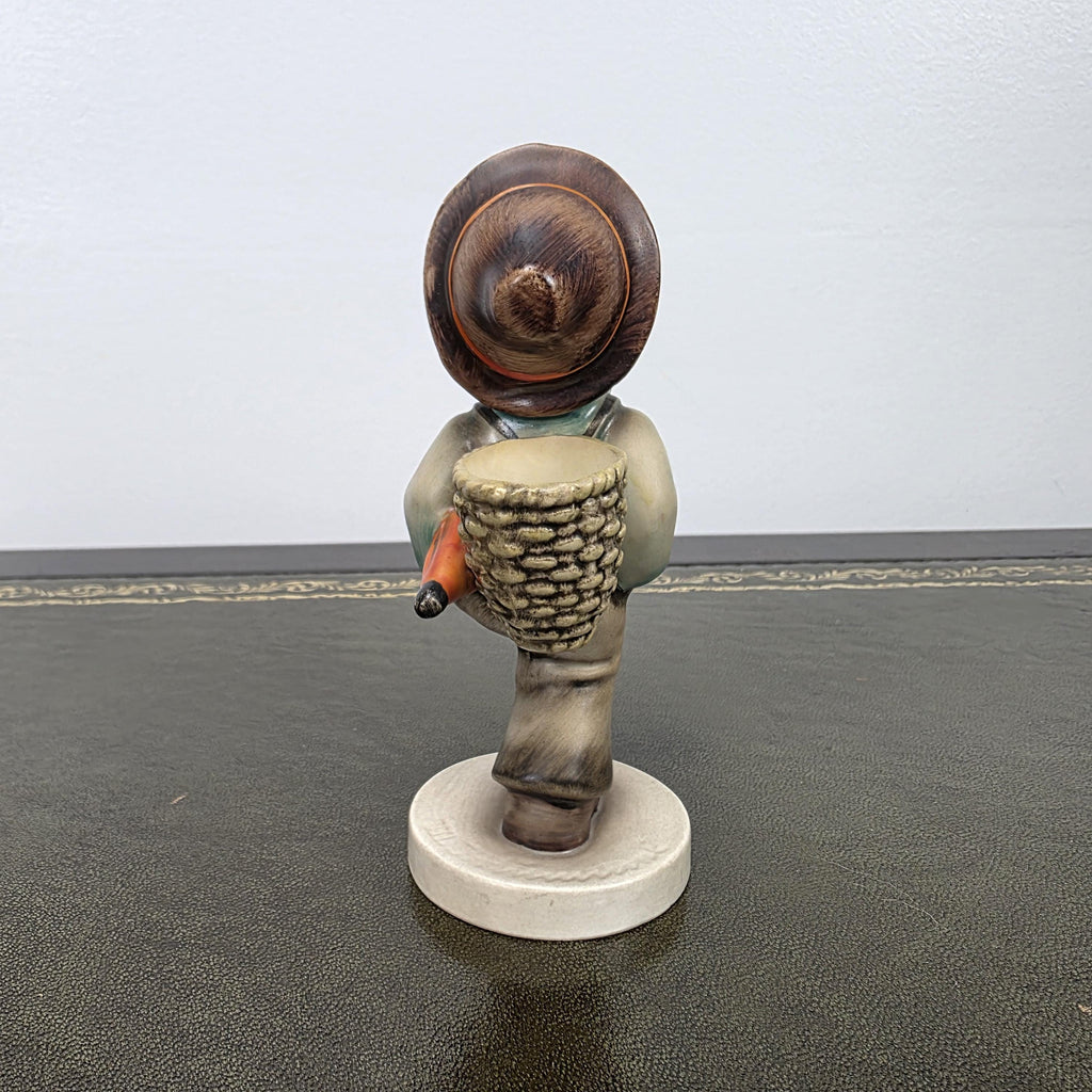 Hummel Goebel Umbrella Boy Figurine with Basket | Vintage German Porcelain Collectible Shelf Display Statue