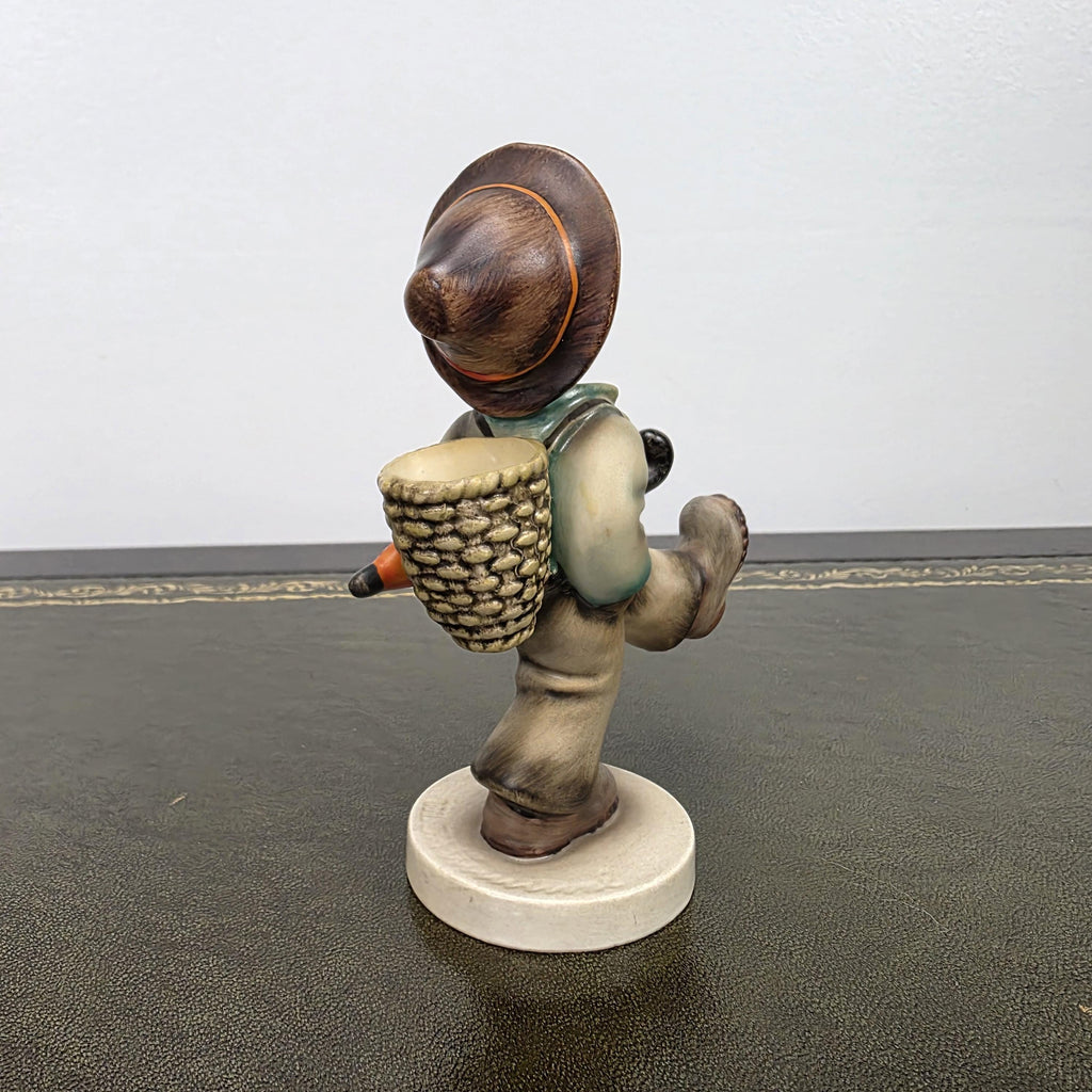 Hummel Goebel Umbrella Boy Figurine with Basket | Vintage German Porcelain Collectible Shelf Display Statue