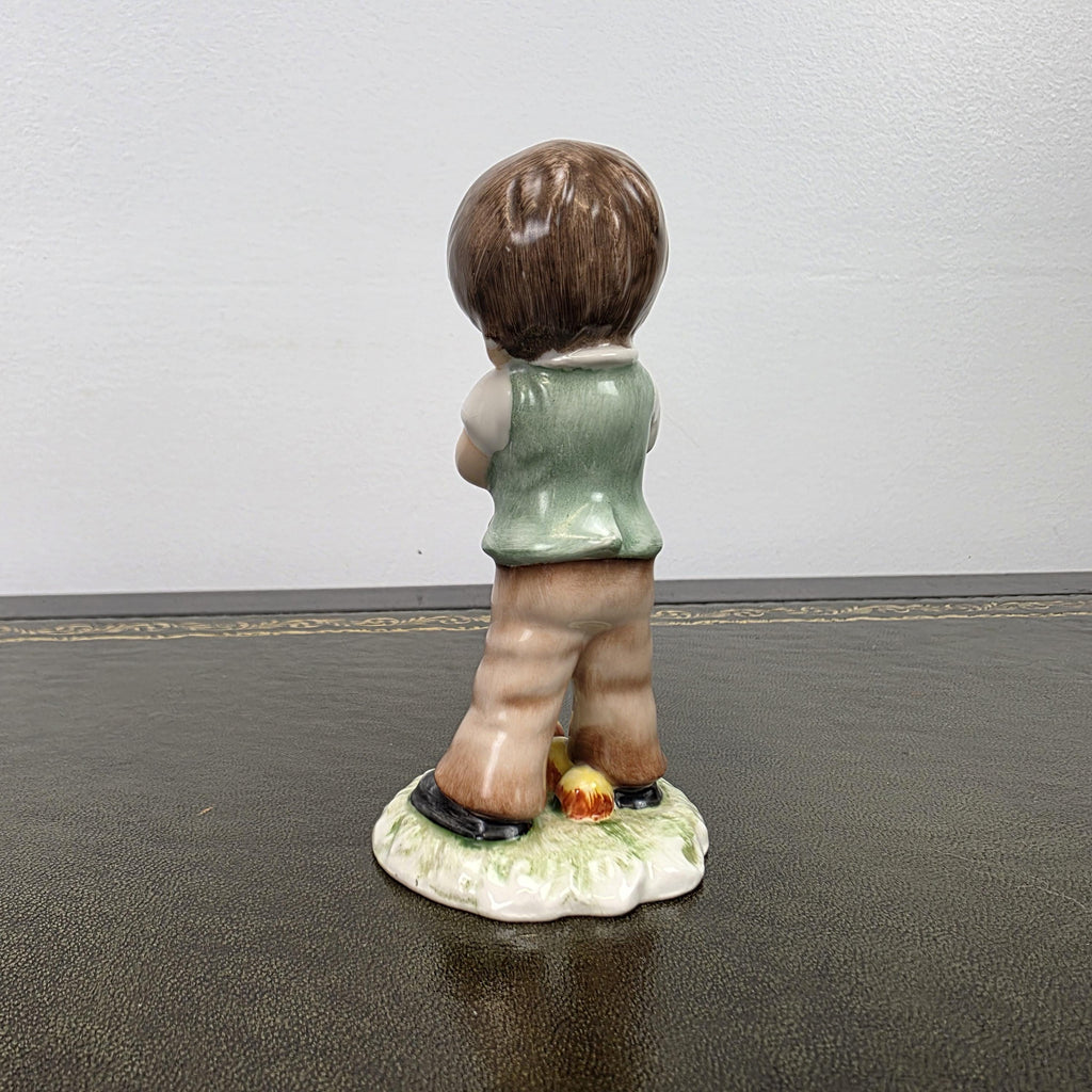 Vintage West Germany Porcelain Boy Figurine Holding Apples | Goebel Hummel Collectible Display Statue Decor