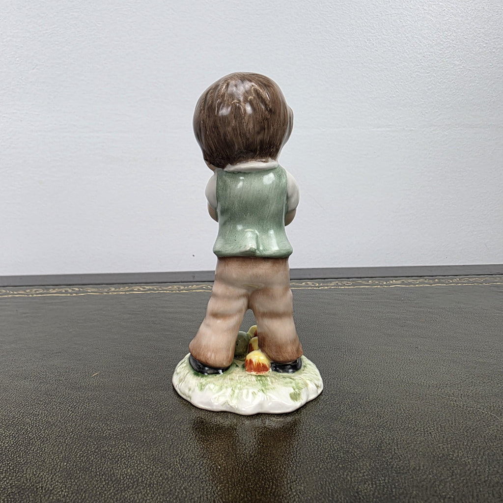 Vintage West Germany Porcelain Boy Figurine Holding Apples | Goebel Hummel Collectible Display Statue Decor