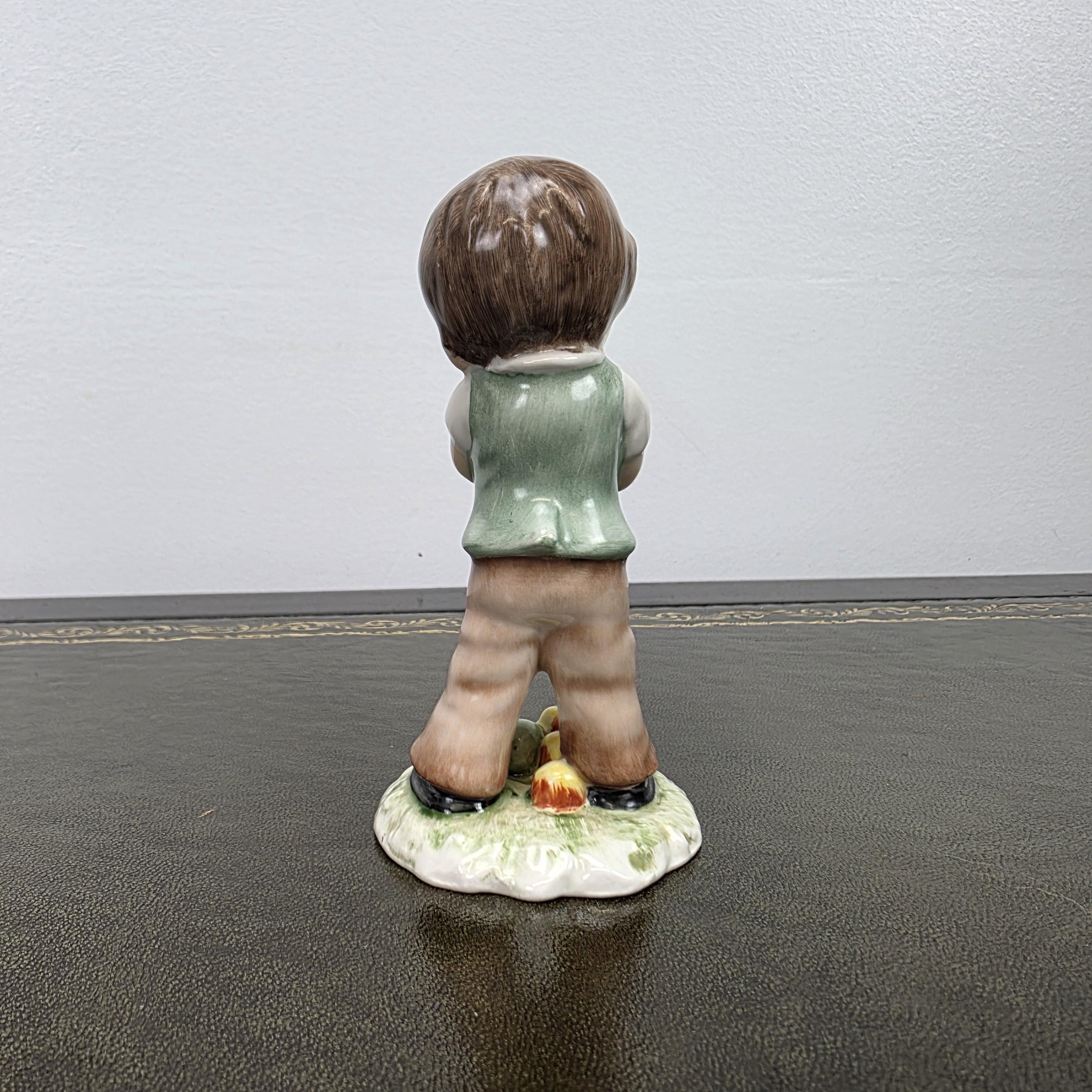 Vintage West Germany Porcelain Boy Figurine Holding Apples | Goebel Hummel Collectible Display Statue Decor
