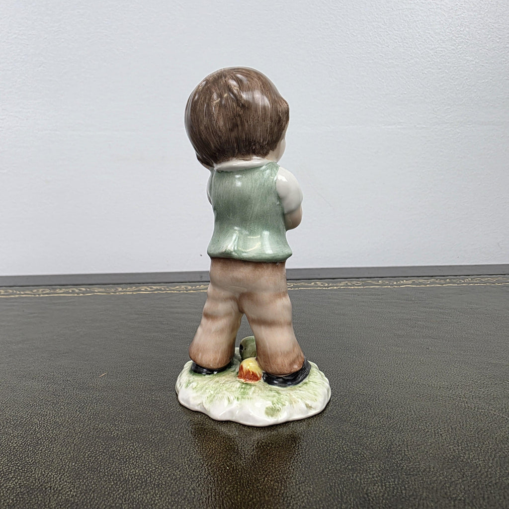 Vintage West Germany Porcelain Boy Figurine Holding Apples | Goebel Hummel Collectible Display Statue Decor