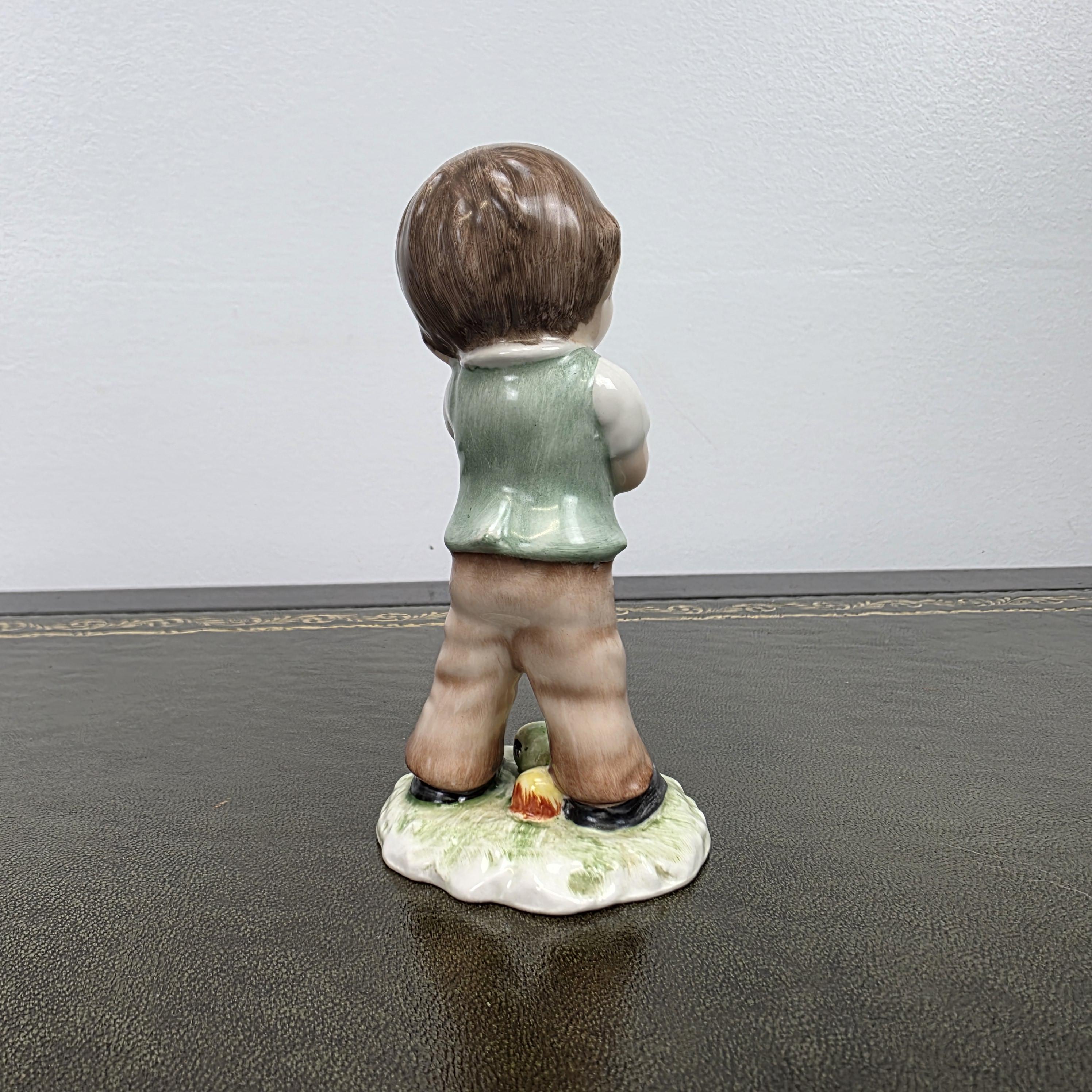 Vintage West Germany Porcelain Boy Figurine Holding Apples | Goebel Hummel Collectible Display Statue Decor