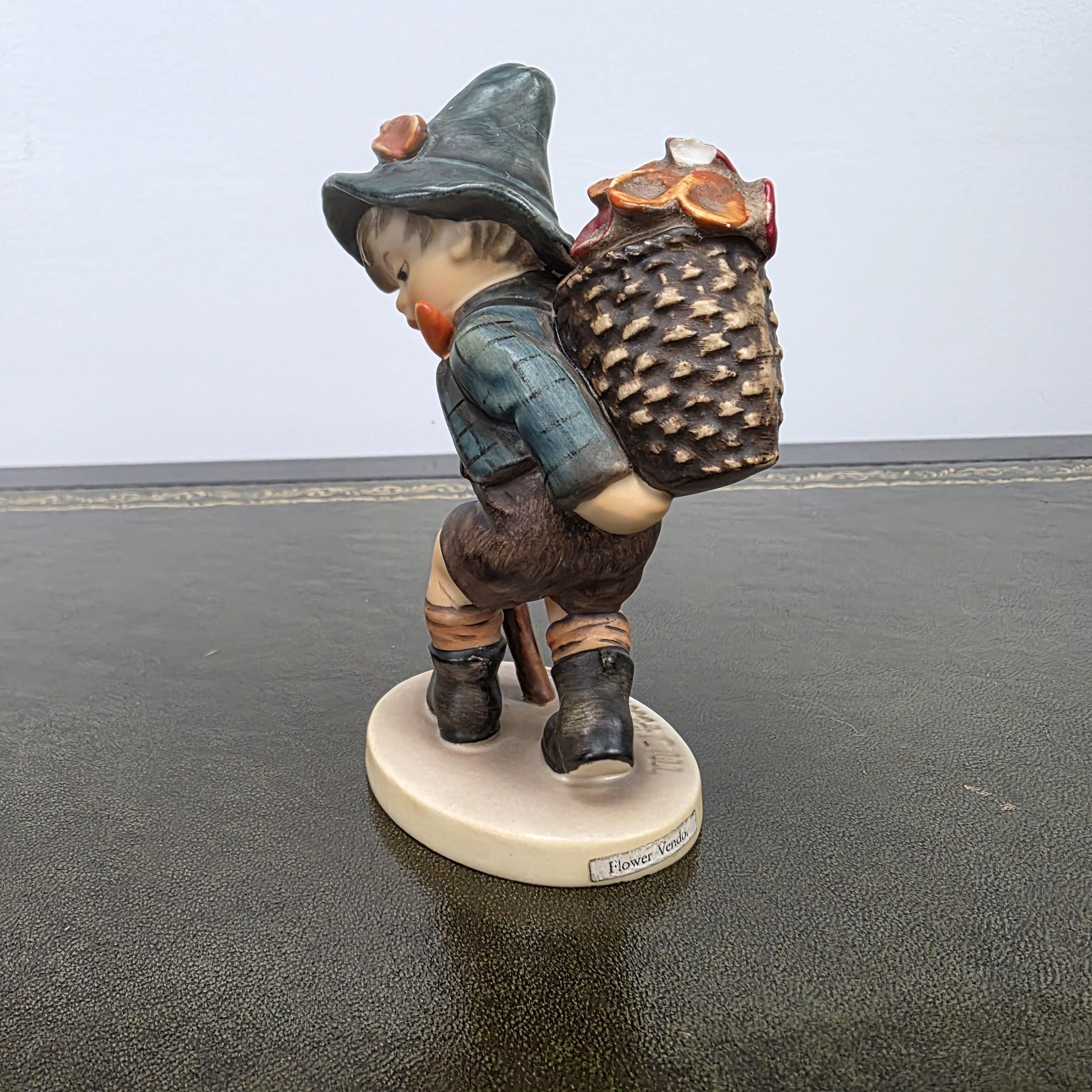 Vintage Goebel Hummel Boy Figurine with Basket Model 381 | 1971 Germany Porcelain Collectible Statue