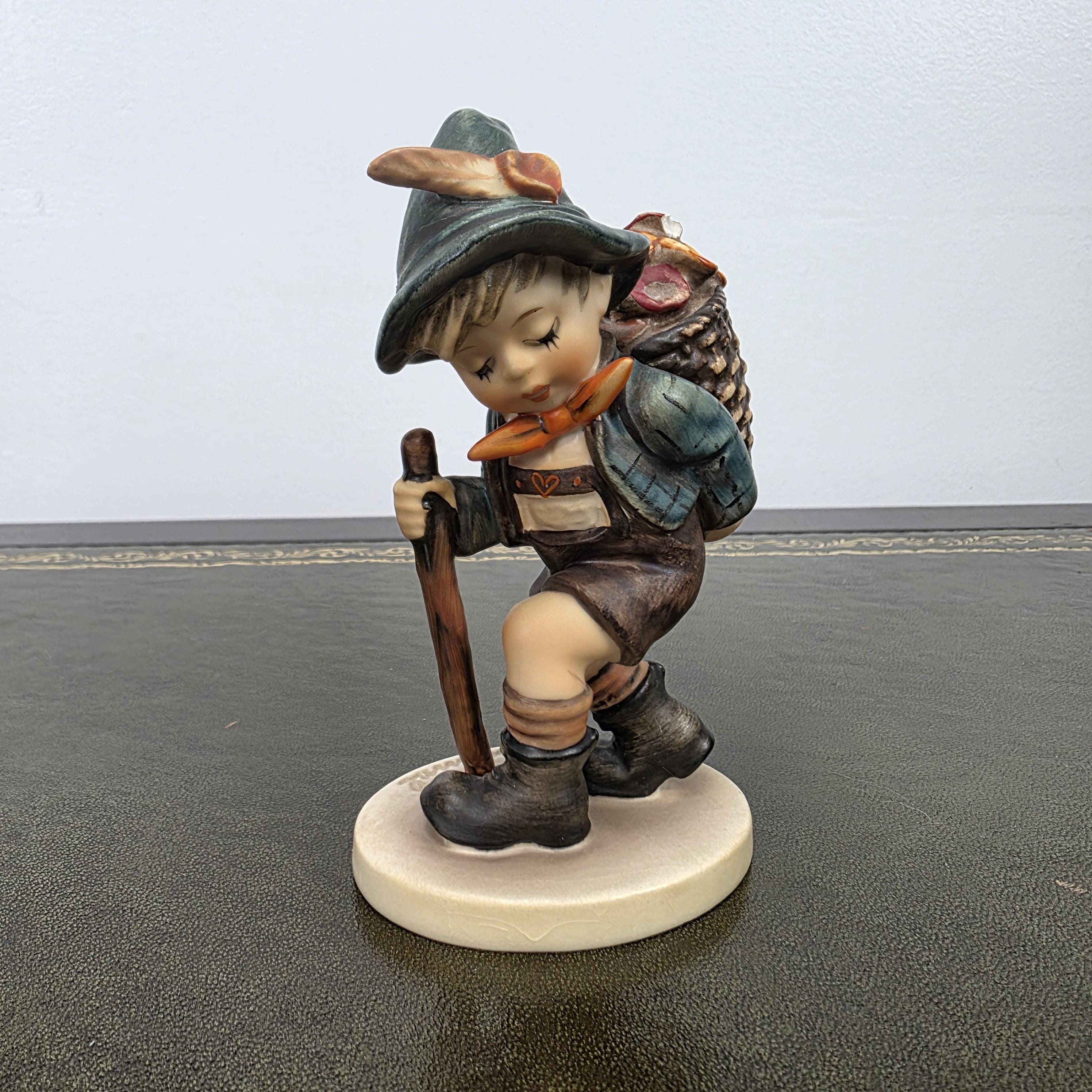 Vintage Goebel Hummel Boy Figurine with Basket Model 381 | 1971 Germany Porcelain Collectible Statue