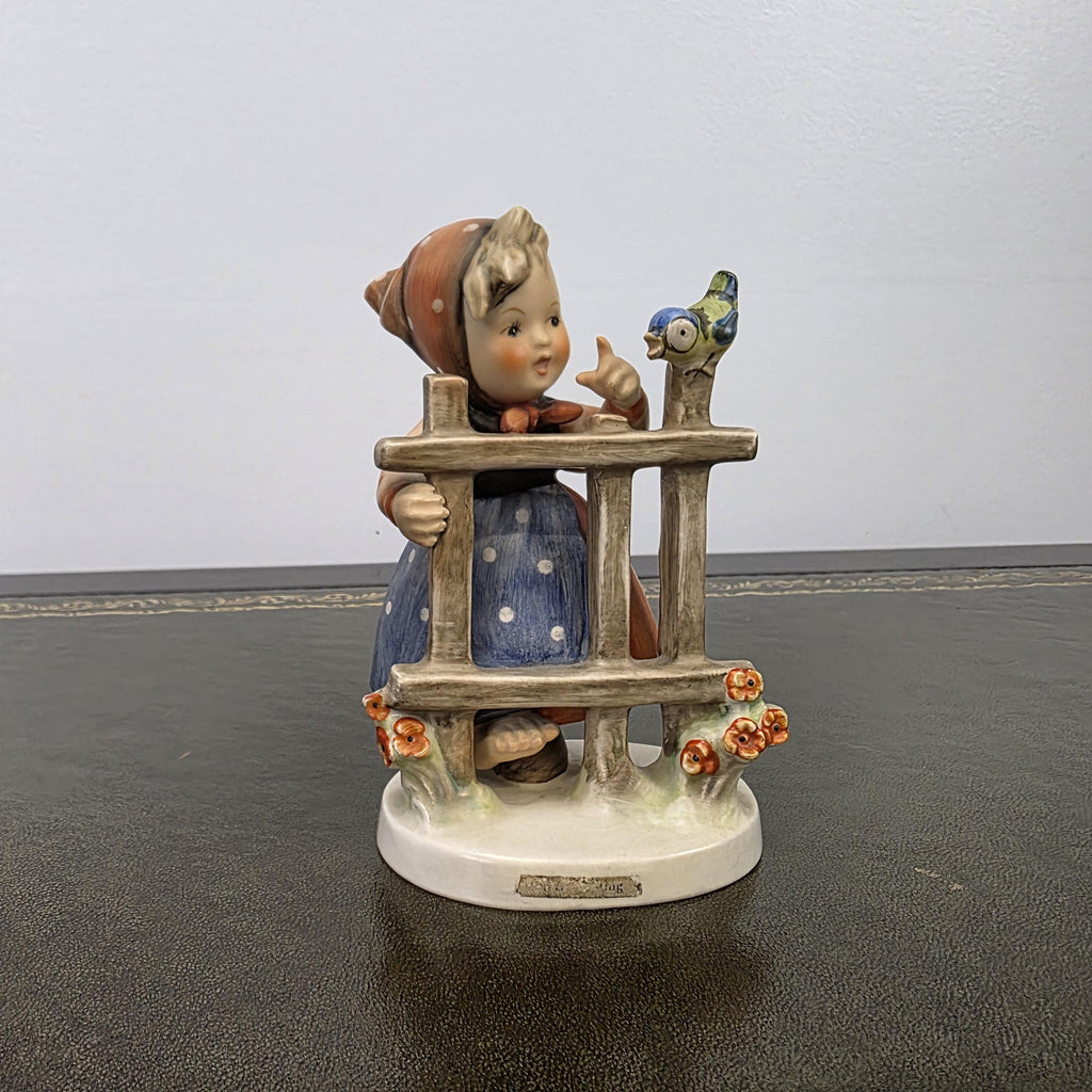 Vintage Goebel Hummel Porcelain Girl Figurine Talking to Bird | W Germany Collectible Display Statue