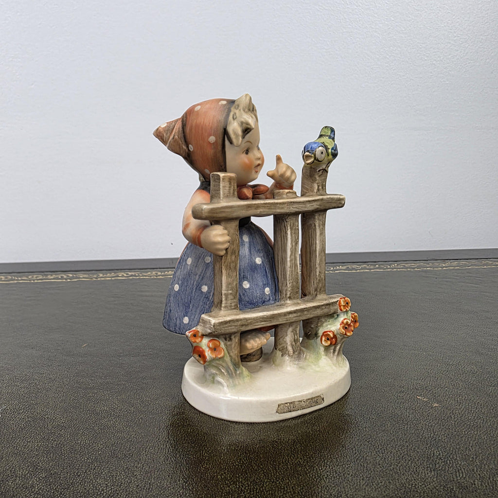 Vintage Goebel Hummel Porcelain Girl Figurine Talking to Bird | W Germany Collectible Display Statue