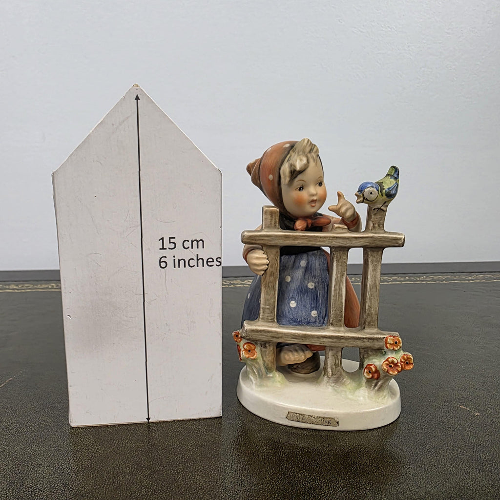 Vintage Goebel Hummel Porcelain Girl Figurine Talking to Bird | W Germany Collectible Display Statue