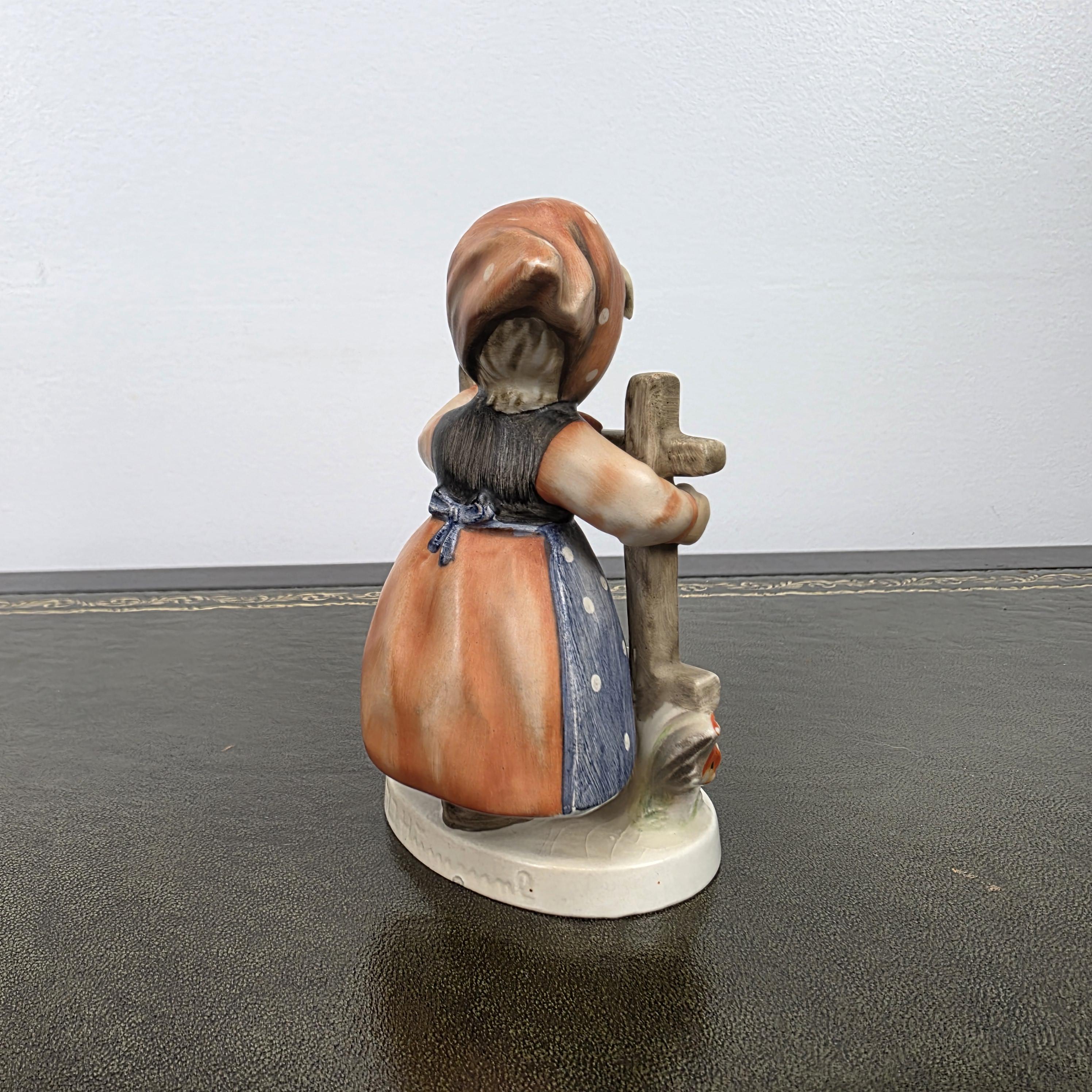 Vintage Goebel Hummel Porcelain Girl Figurine Talking to Bird | W Germany Collectible Display Statue