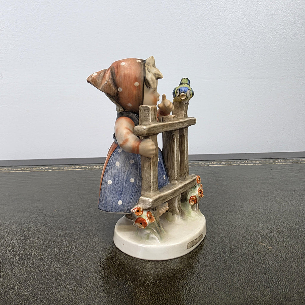 Vintage Goebel Hummel Porcelain Girl Figurine Talking to Bird | W Germany Collectible Display Statue