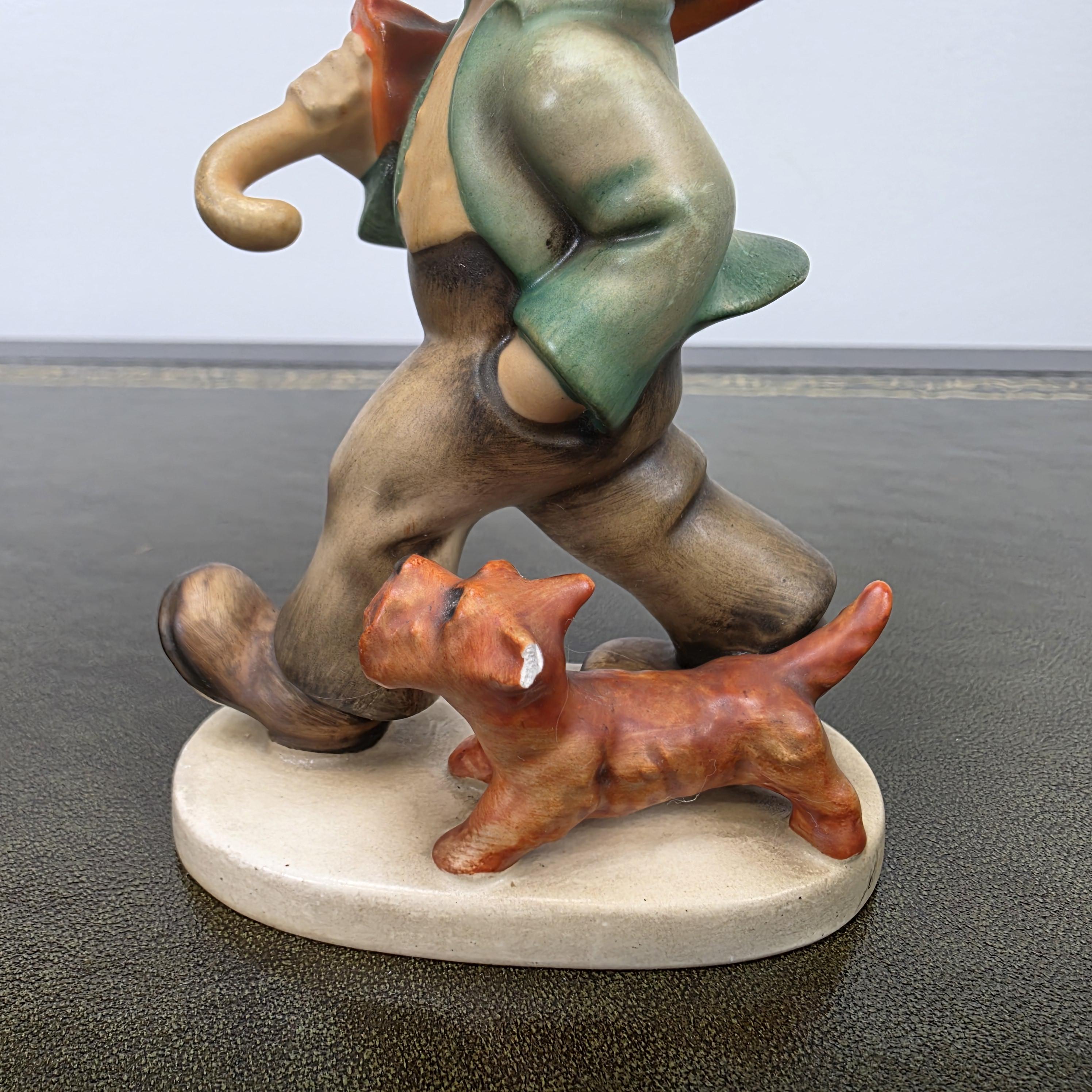 Vintage Goebel Hummel Boy Figurine with Umbrella and Dog | Germany Marked Porcelain Collectible 1950s
