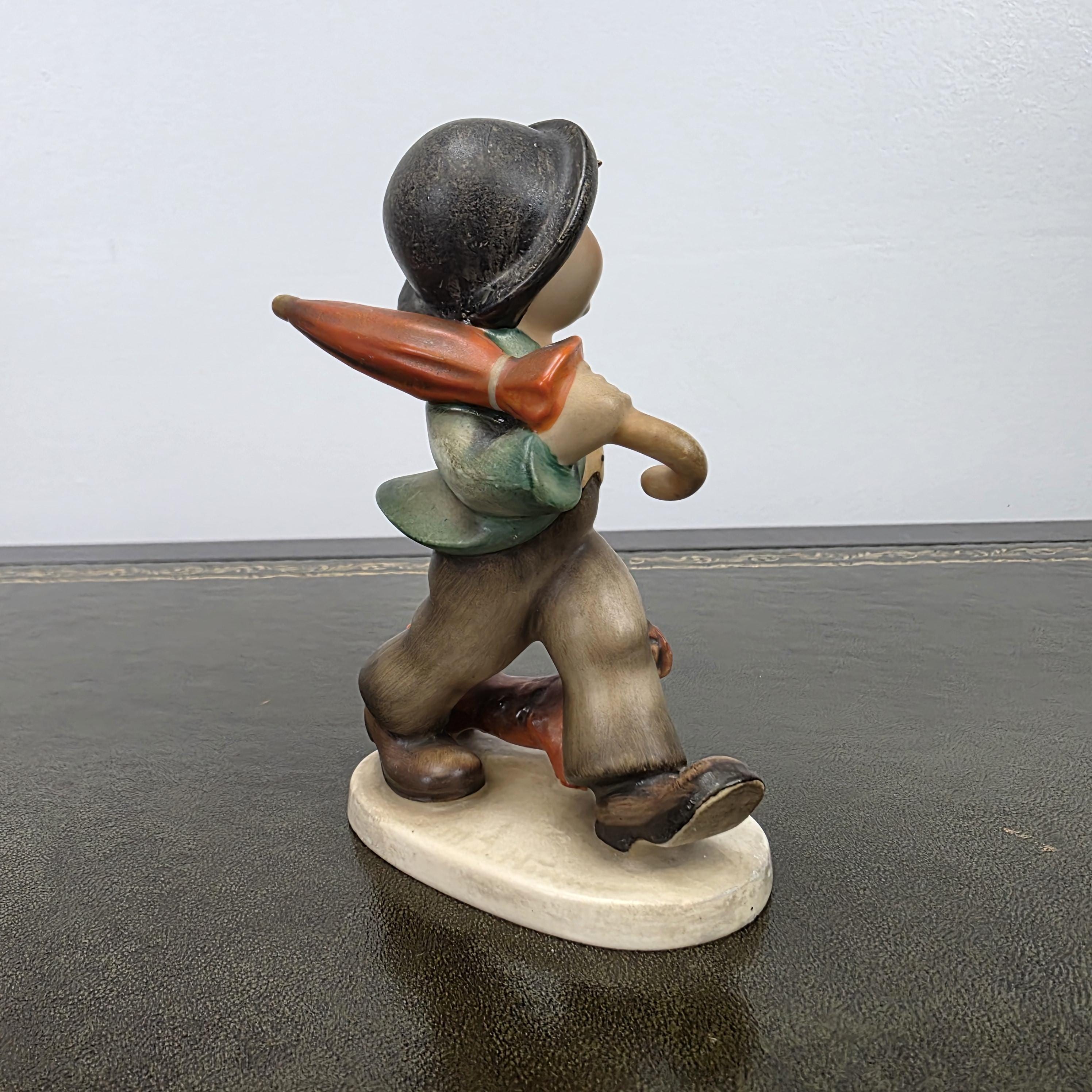 Vintage Goebel Hummel Boy Figurine with Umbrella and Dog | Germany Marked Porcelain Collectible 1950s