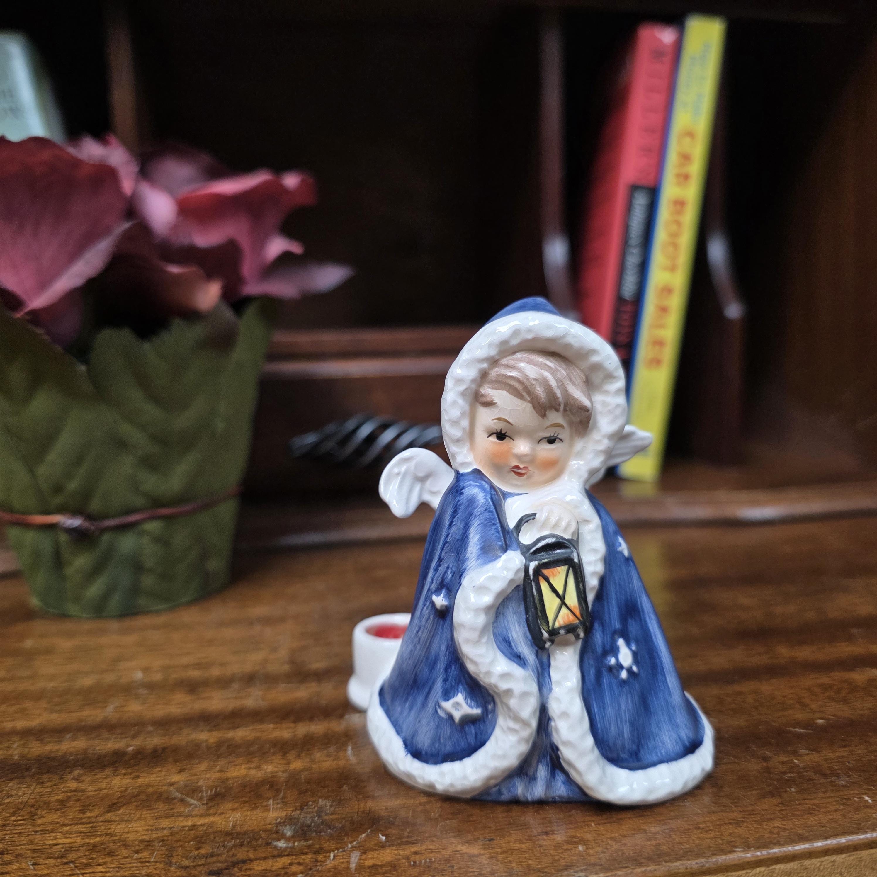 Porcelain Angel Girl Figurine Holding Lantern | Goebel Hummel Germany Marked Robson 42412-09 Vintage Collectible