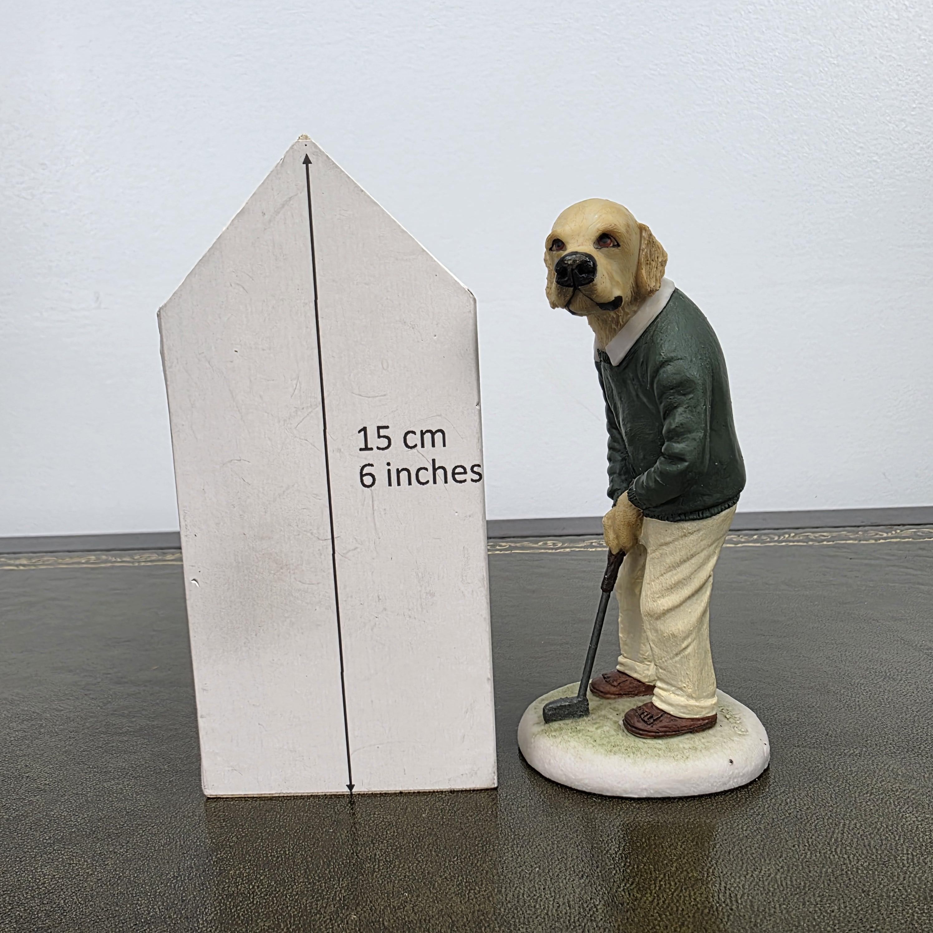 Vintage Golden Retriever Golfer Figurine CC33 | Robert Harrop Country Companions England Collectible Dog Ornament