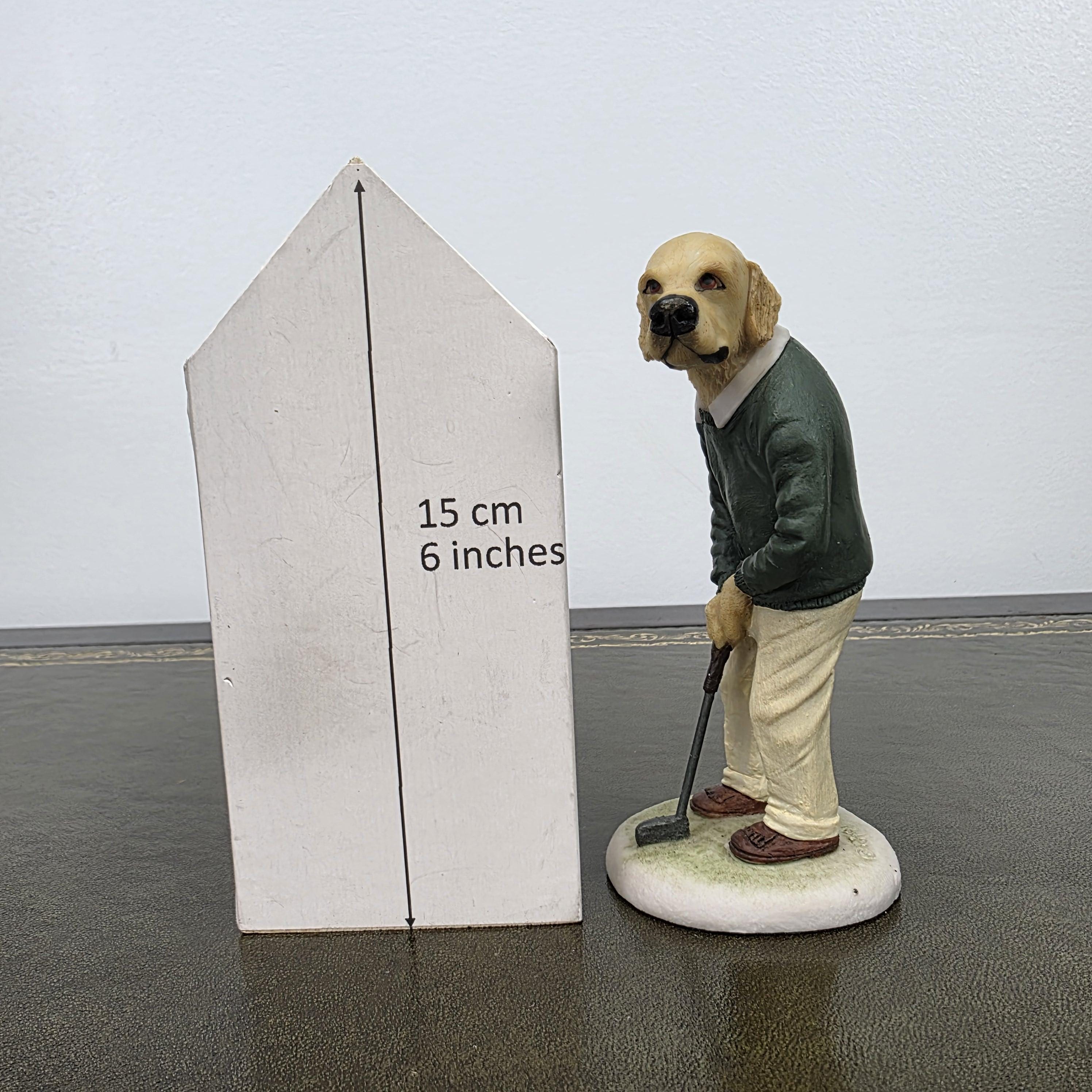 Vintage Golden Retriever Golfer Figurine CC33 | Robert Harrop Country Companions England Collectible Dog Ornament