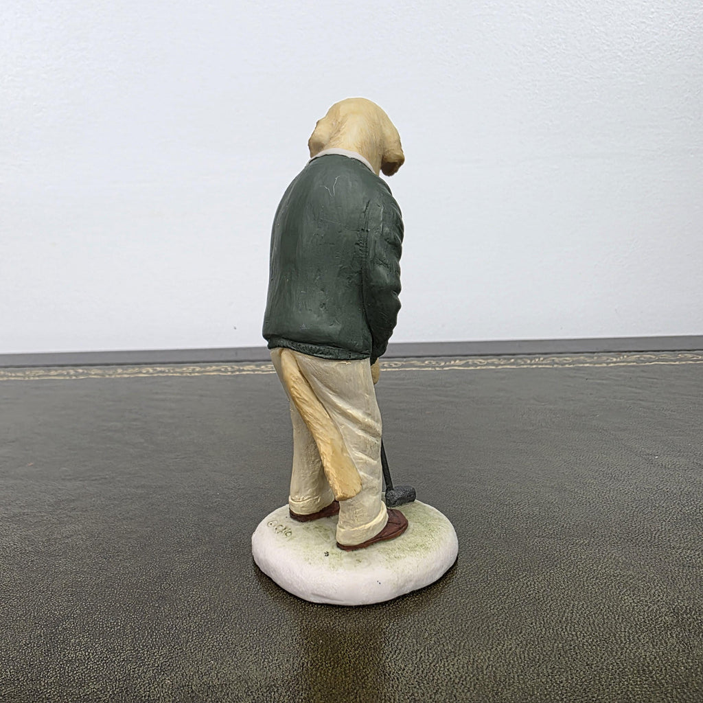 Vintage Golden Retriever Golfer Figurine CC33 | Robert Harrop Country Companions England Collectible Dog Ornament