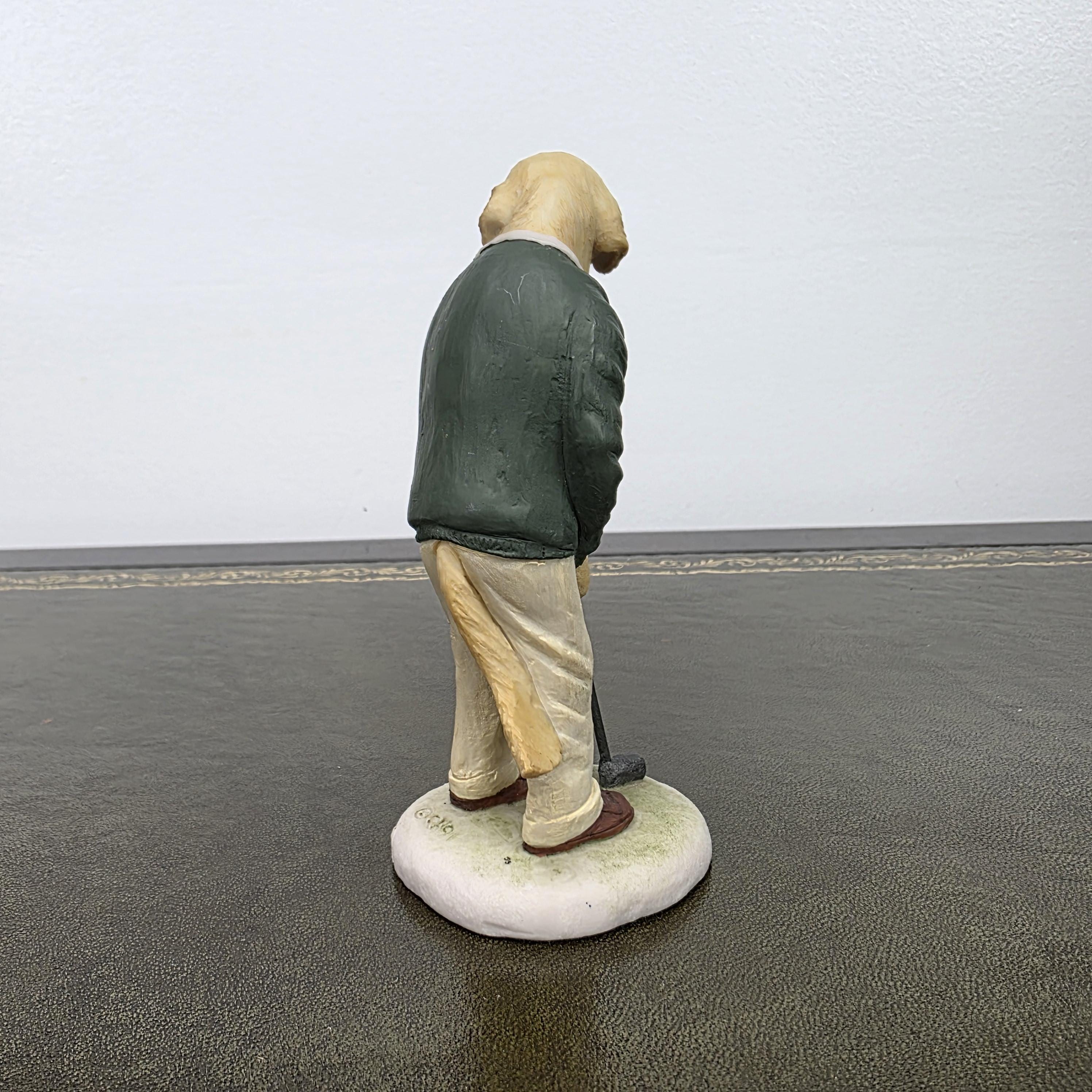 Vintage Golden Retriever Golfer Figurine CC33 | Robert Harrop Country Companions England Collectible Dog Ornament