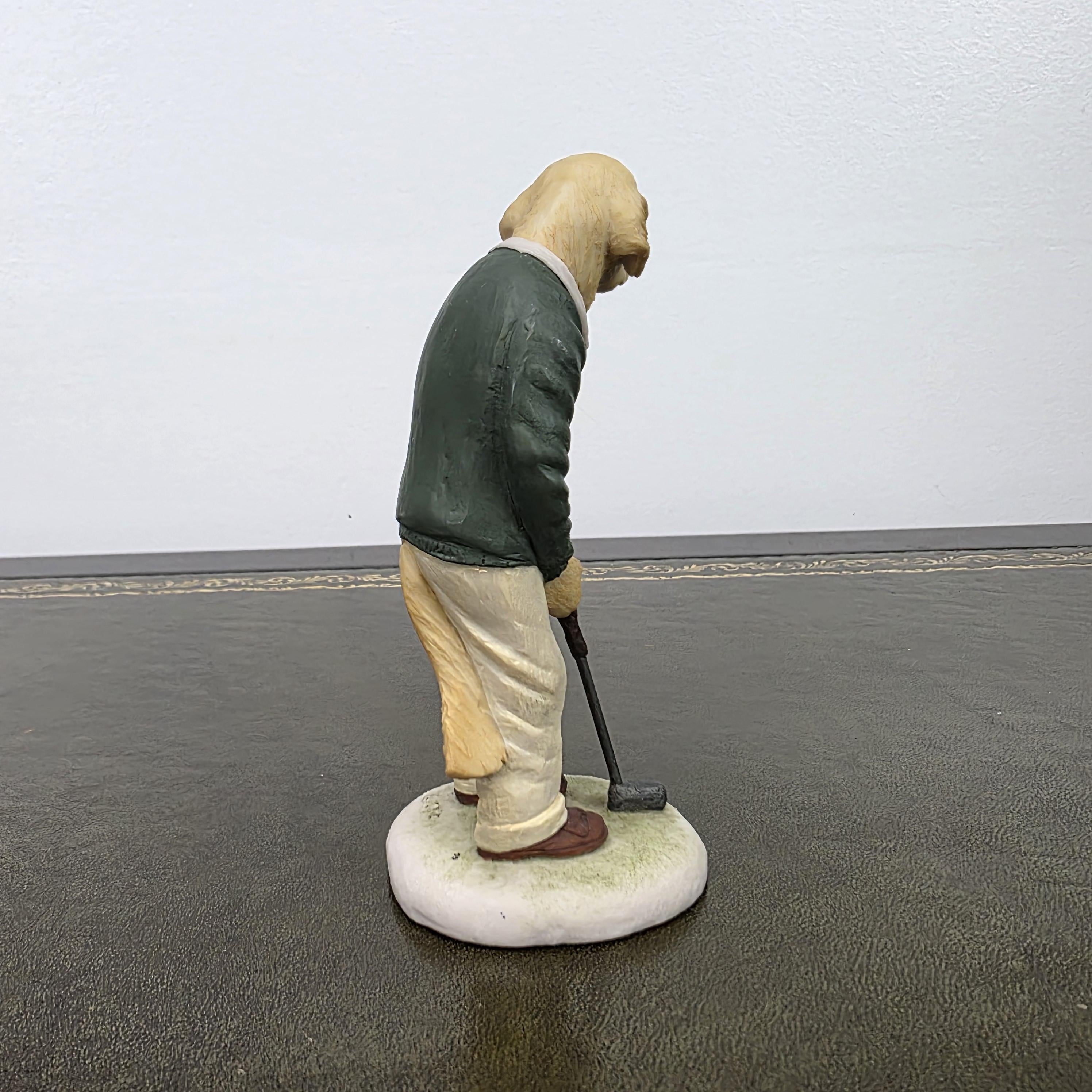 Vintage Golden Retriever Golfer Figurine CC33 | Robert Harrop Country Companions England Collectible Dog Ornament