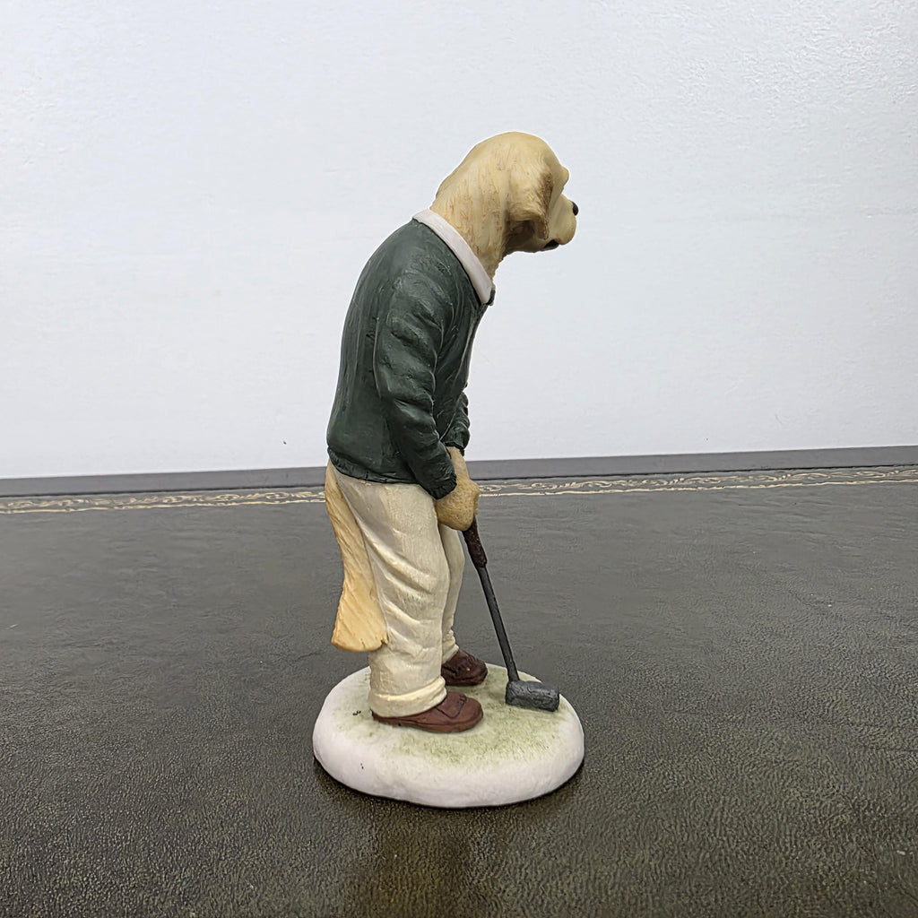 Vintage Golden Retriever Golfer Figurine CC33 | Robert Harrop Country Companions England Collectible Dog Ornament
