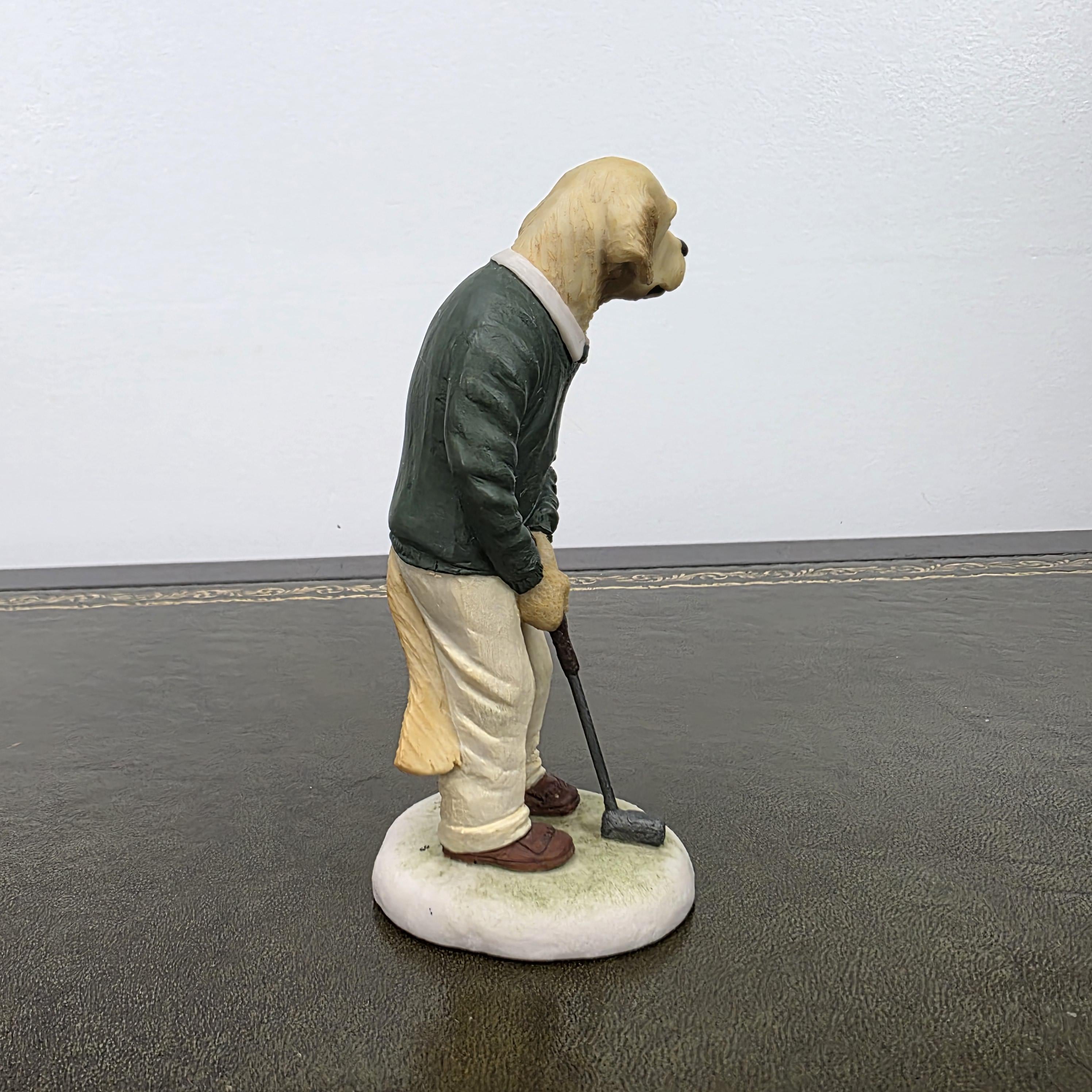 Vintage Golden Retriever Golfer Figurine CC33 | Robert Harrop Country Companions England Collectible Dog Ornament