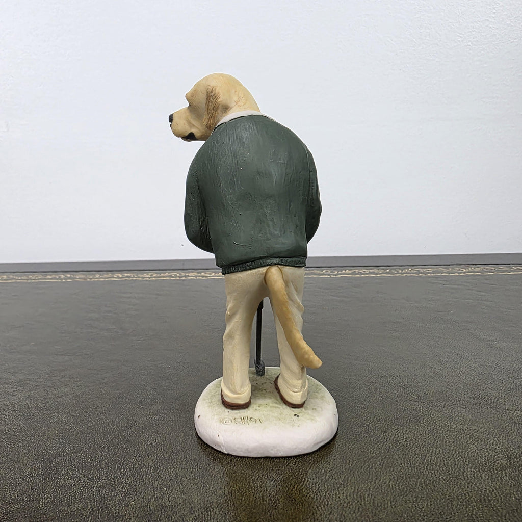 Vintage Golden Retriever Golfer Figurine CC33 | Robert Harrop Country Companions England Collectible Dog Ornament