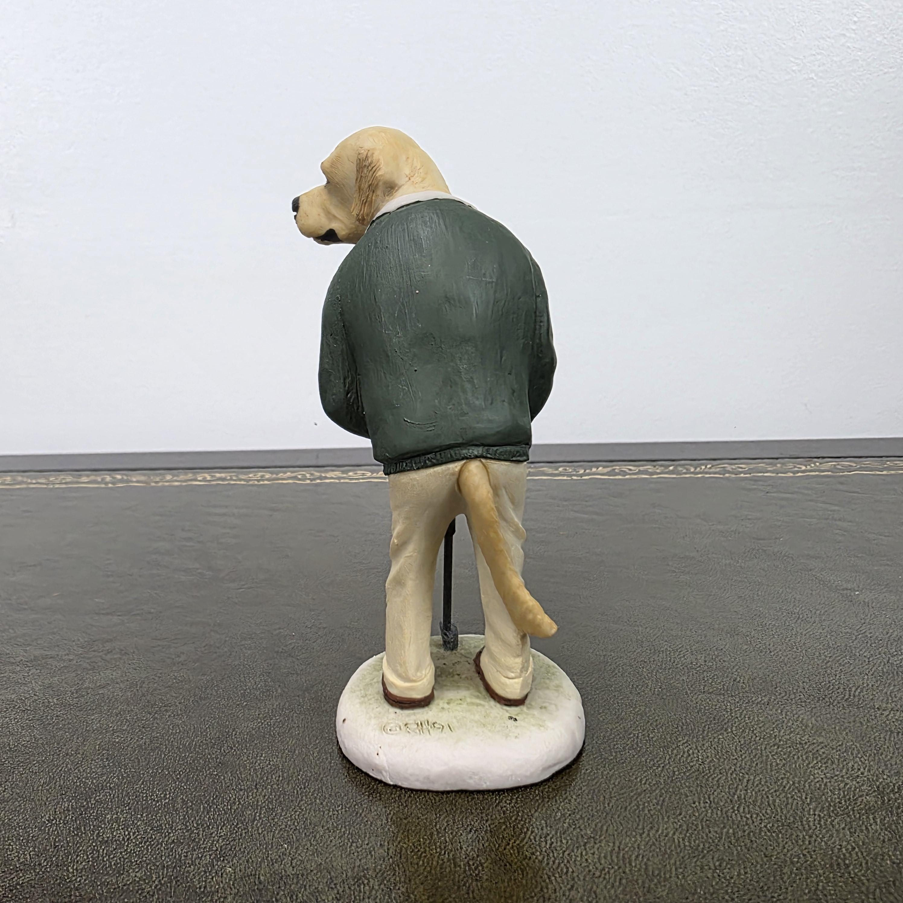Vintage Golden Retriever Golfer Figurine CC33 | Robert Harrop Country Companions England Collectible Dog Ornament