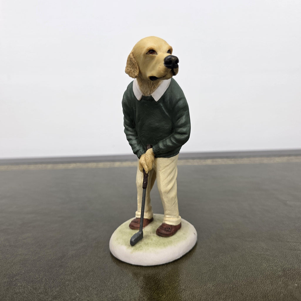 Vintage Golden Retriever Golfer Figurine CC33 | Robert Harrop Country Companions England Collectible Dog Ornament