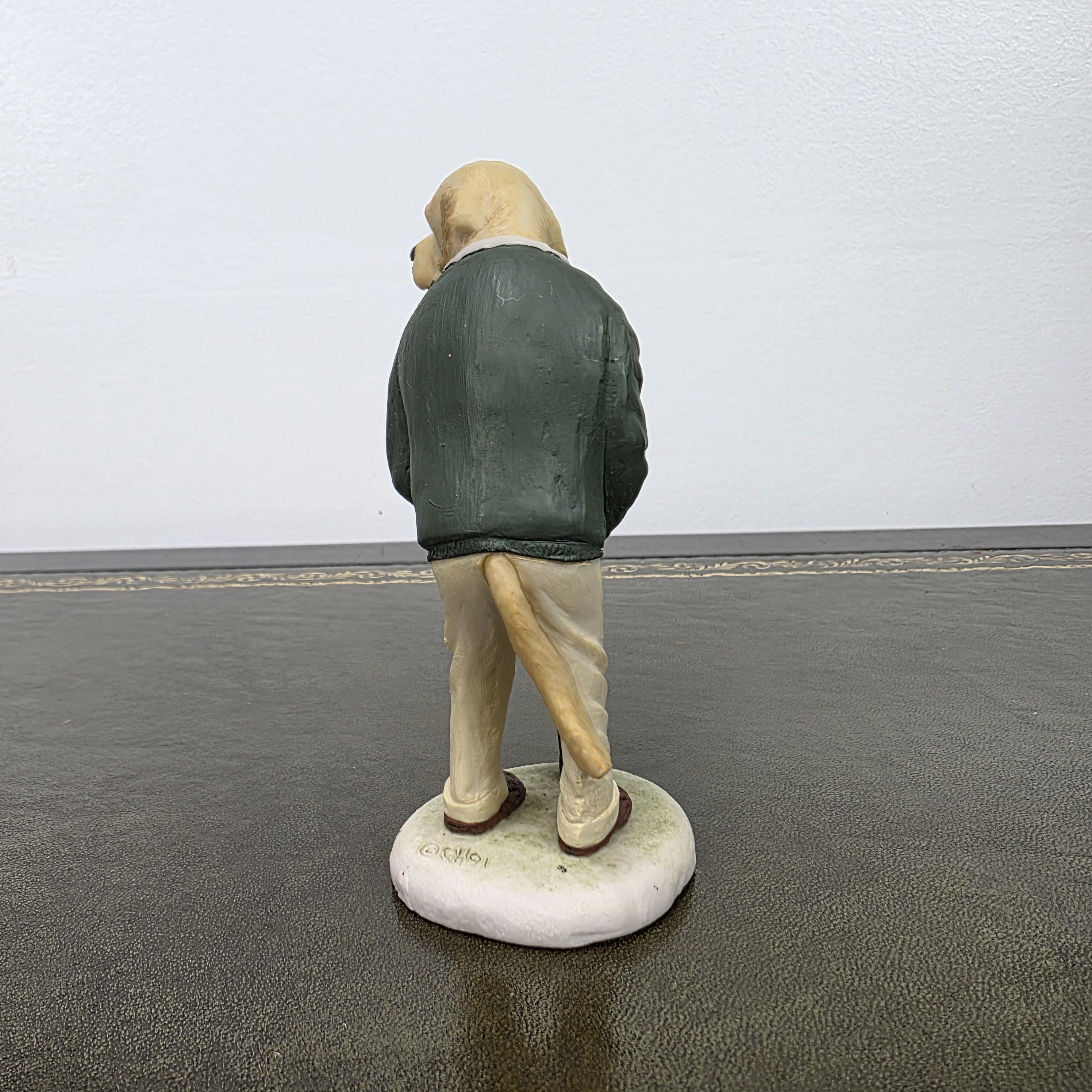Vintage Golden Retriever Golfer Figurine CC33 | Robert Harrop Country Companions England Collectible Dog Ornament