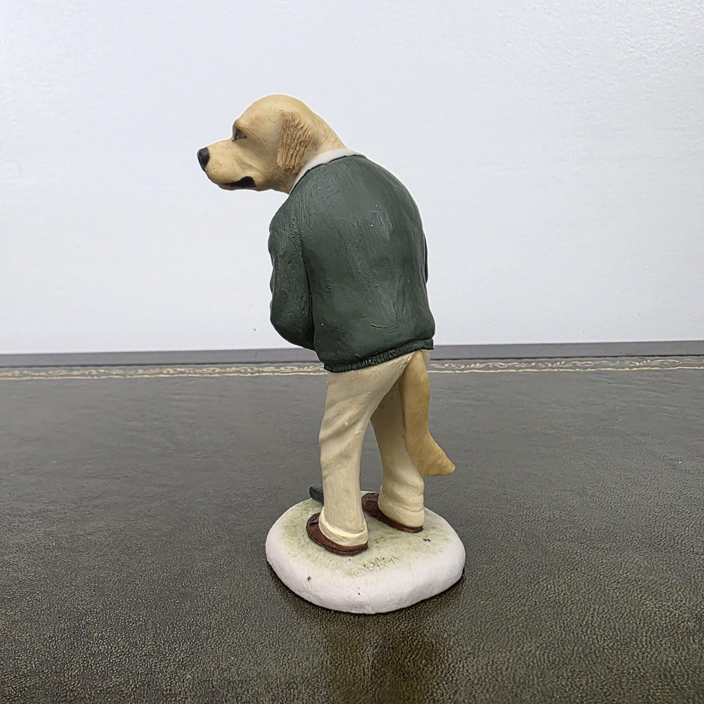 Vintage Golden Retriever Golfer Figurine CC33 | Robert Harrop Country Companions England Collectible Dog Ornament