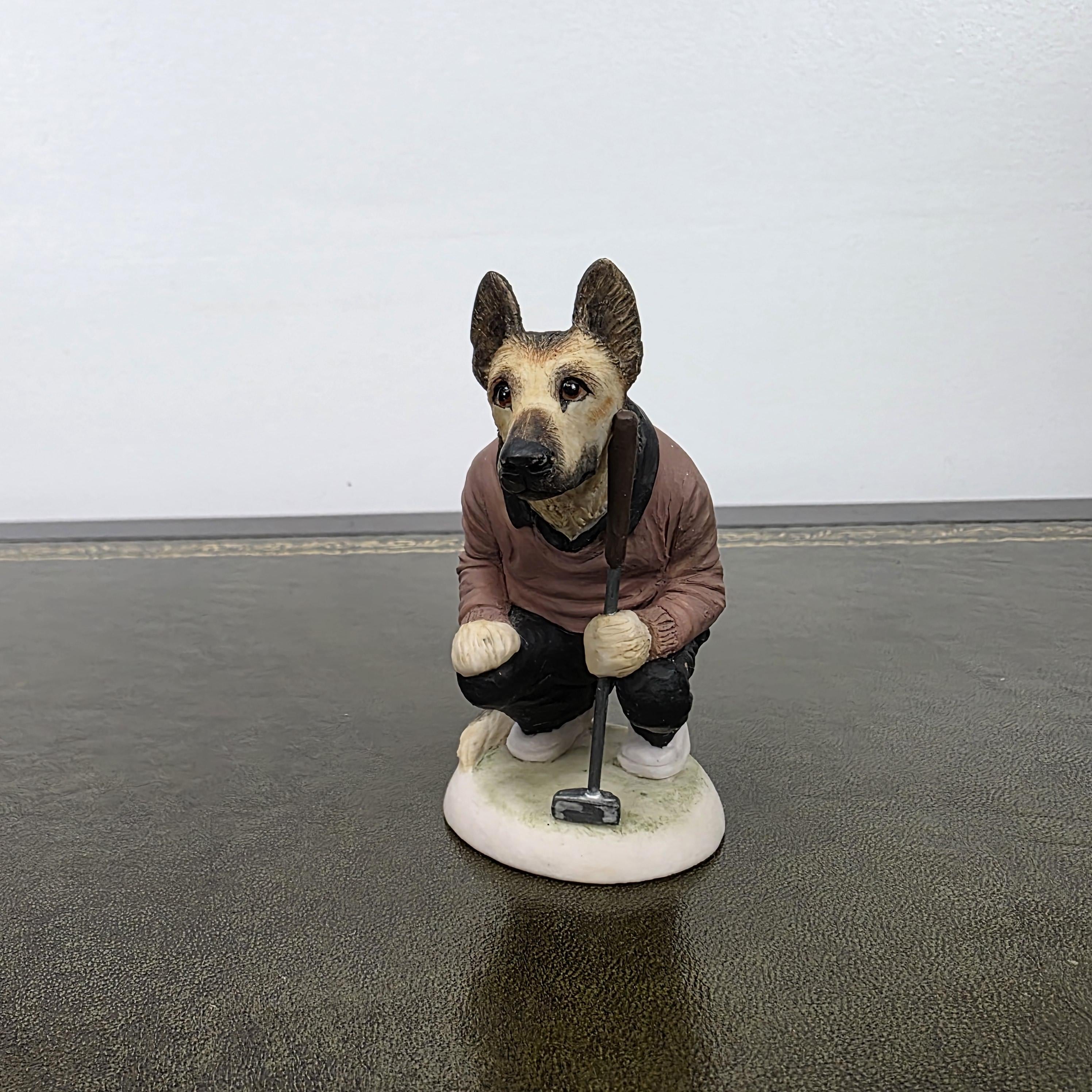 Vintage Alsatian Golfer Dog Figurine CC51 | Robert Harrop Country Companions England Collectible Resin Ornament